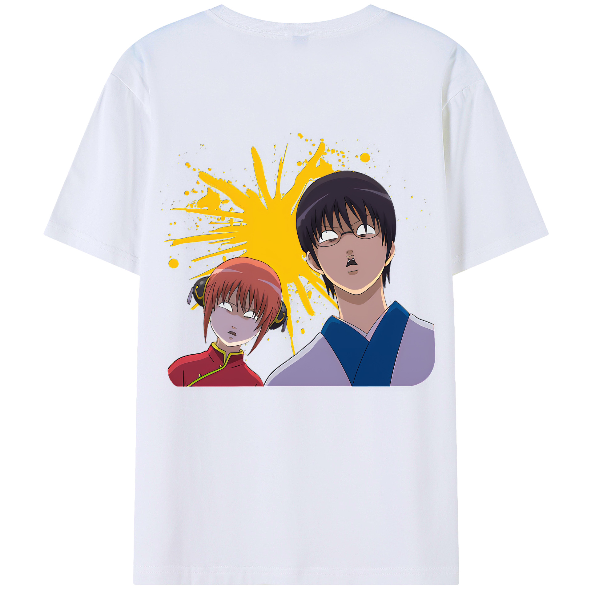 （画像用） ぎんたま 坂田銀時（さかたぎんとき） 神楽 志村新八（しむら しんぱち） GINTAMA Sakata Gintoki Kagura Shimura Shinpachi 綿100％ メンズ半袖Tシャツ（バックプリント） 通気性