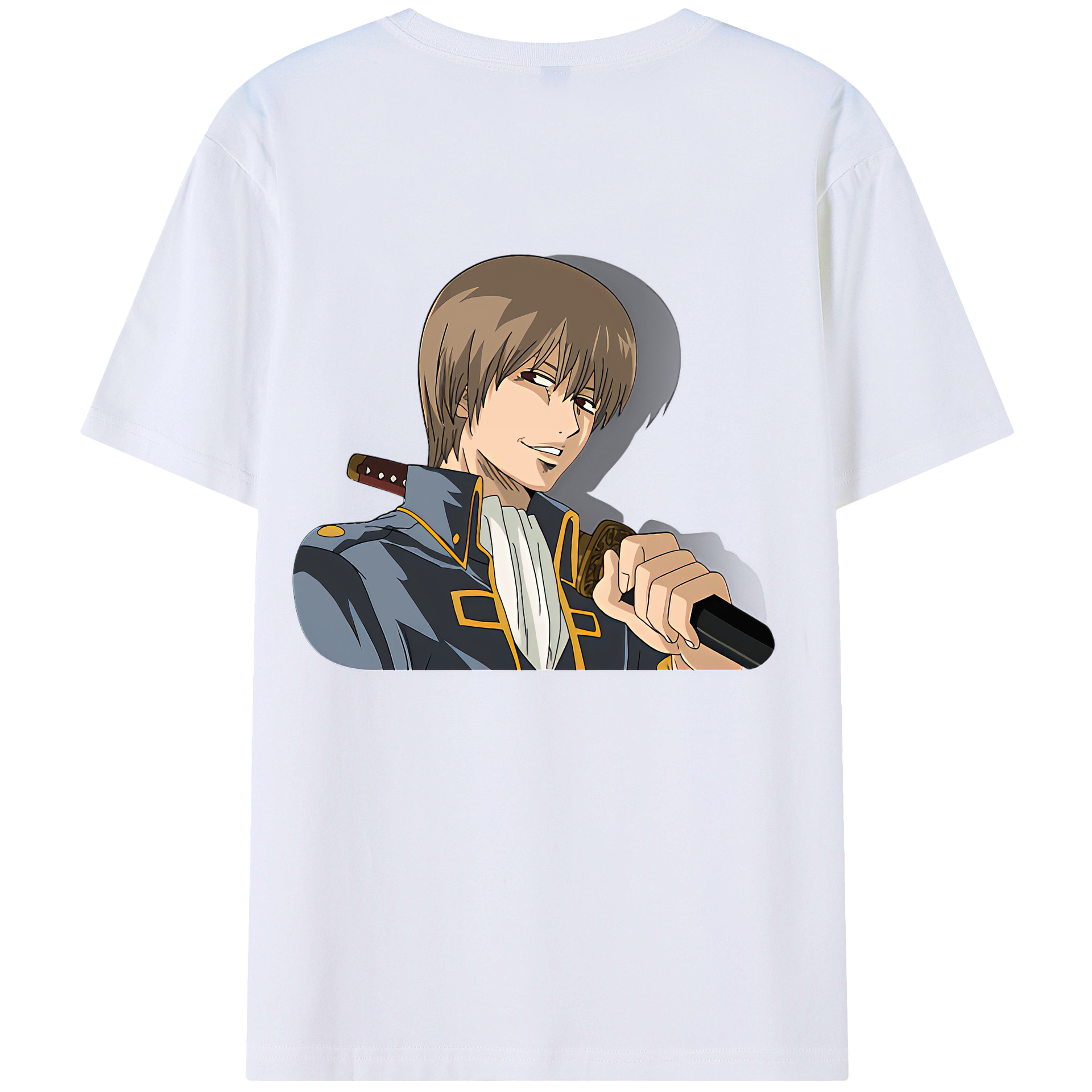 （画像用） ぎんたま 坂田銀時（さかたぎんとき） 神楽 志村新八（しむら しんぱち） GINTAMA Sakata Gintoki Kagura Shimura Shinpachi 綿100％ メンズ半袖Tシャツ（バックプリント） 通気性