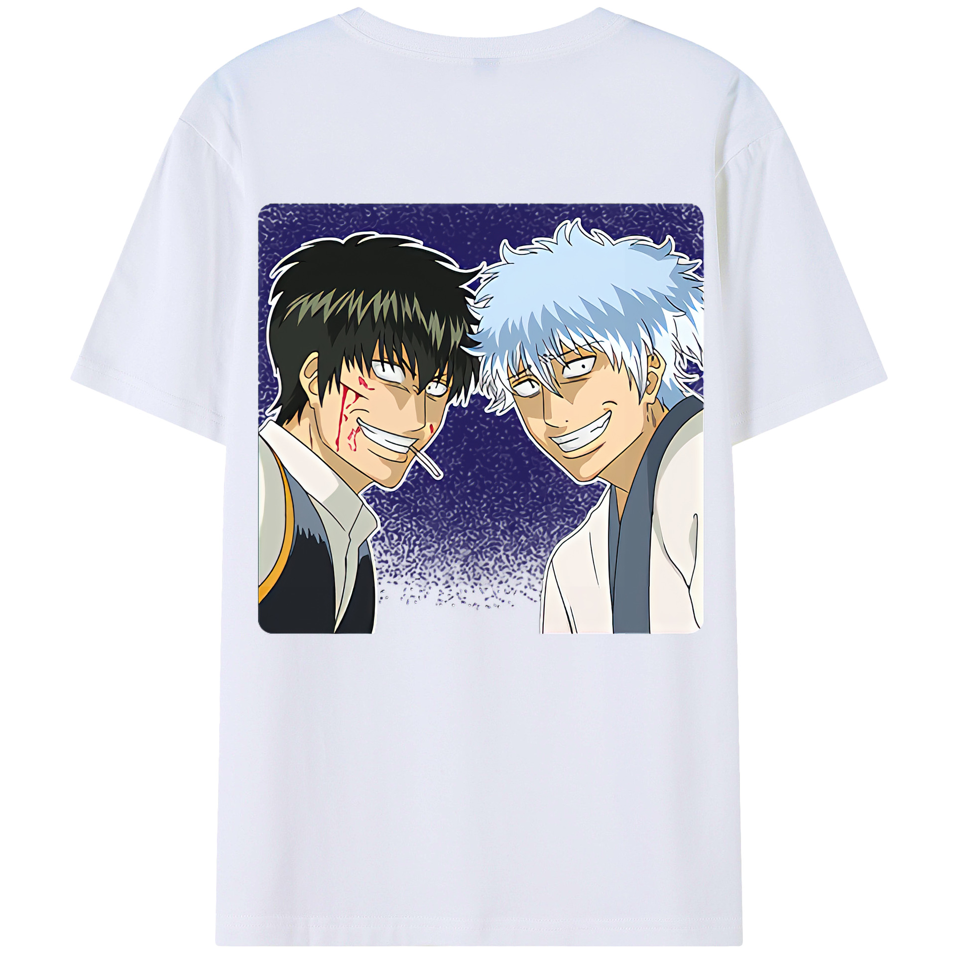 （画像用） ぎんたま 坂田銀時（さかたぎんとき） 神楽 志村新八（しむら しんぱち） GINTAMA Sakata Gintoki Kagura Shimura Shinpachi 綿100％ メンズ半袖Tシャツ（バックプリント） 通気性