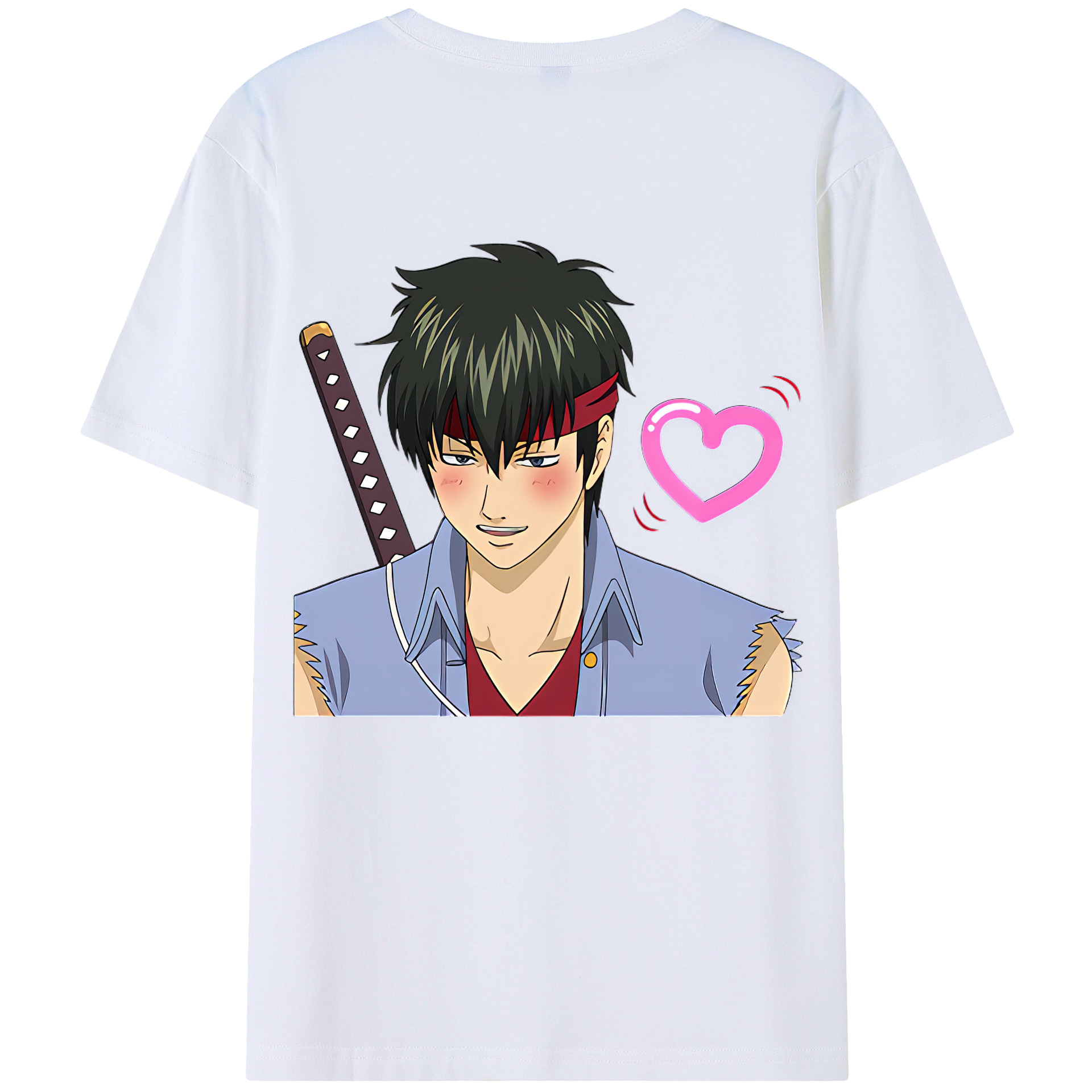 （画像用） ぎんたま 坂田銀時（さかたぎんとき） 神楽 志村新八（しむら しんぱち） GINTAMA Sakata Gintoki Kagura Shimura Shinpachi 綿100％ メンズ半袖Tシャツ（バックプリント） 通気性