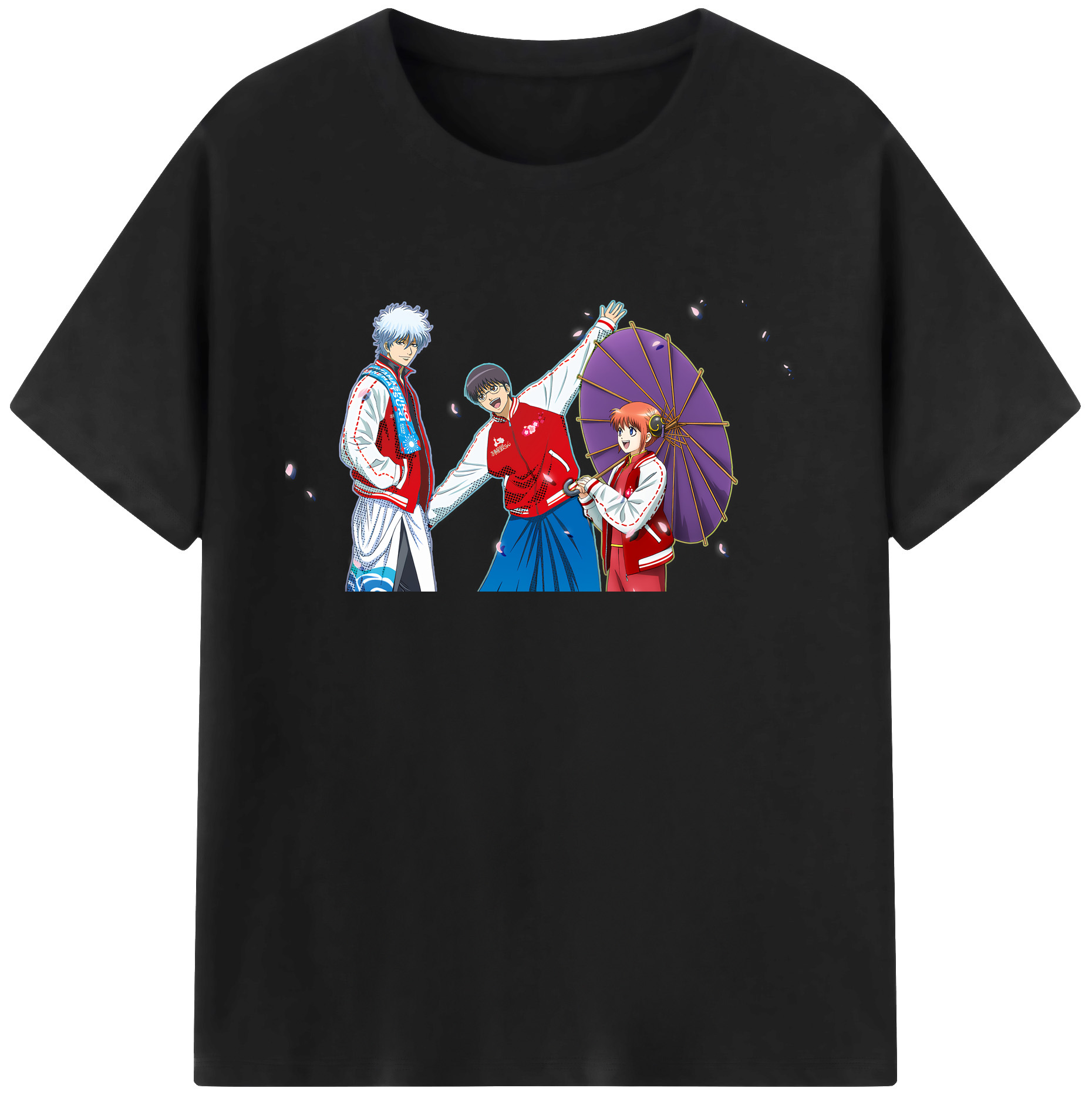（画像用） ぎんたま 坂田銀時（さかたぎんとき） 神楽 志村新八（しむら しんぱち） GINTAMA Sakata Gintoki Kagura Shimura Shinpachi 綿100％ メンズ半袖Tシャツ｜肌触りやわらか＆通気性