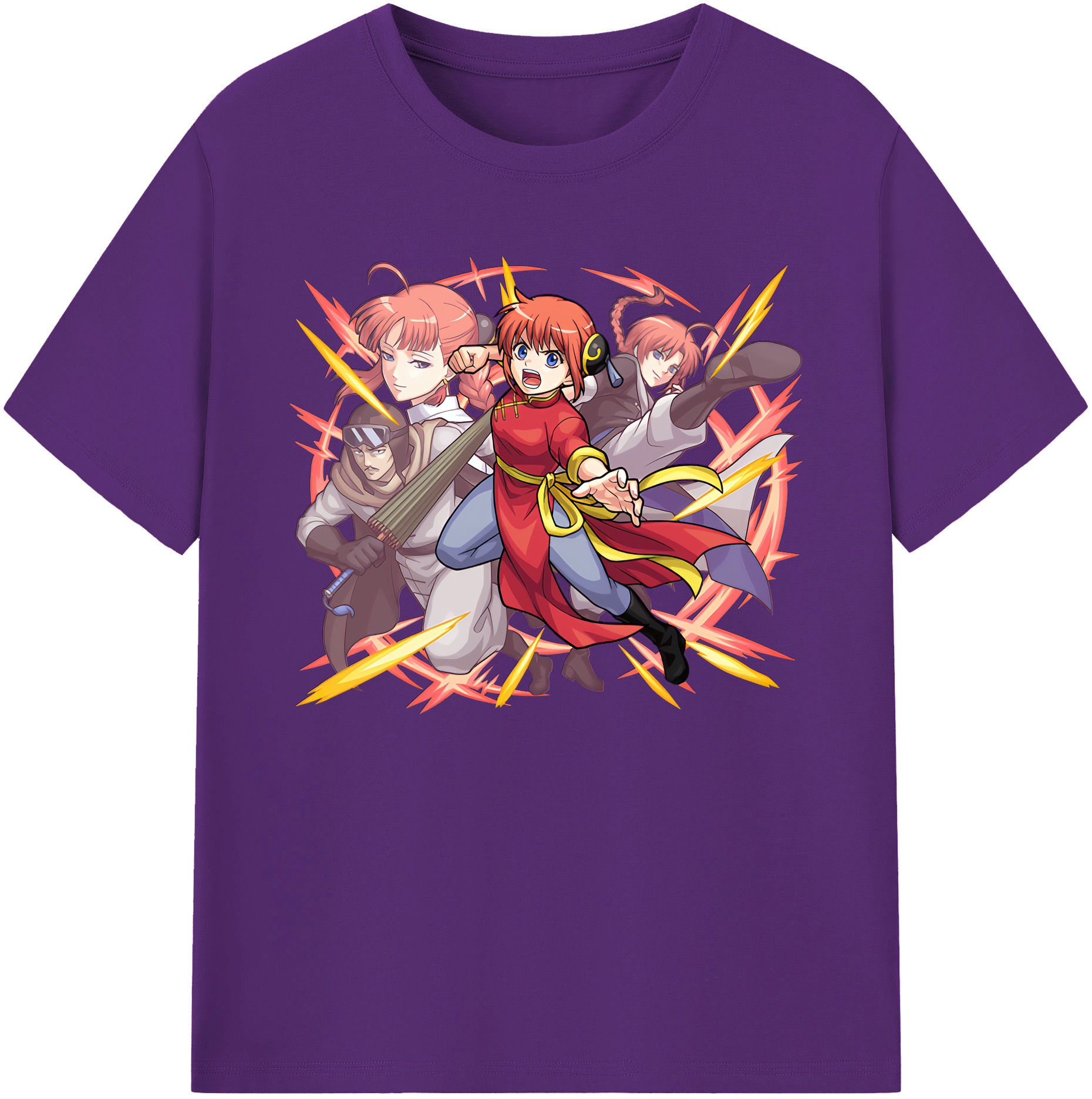 （画像用） ぎんたま 坂田銀時（さかたぎんとき） 神楽 志村新八（しむら しんぱち） GINTAMA Sakata Gintoki Kagura Shimura Shinpachi 綿100％ メンズ半袖Tシャツ｜肌触りやわらか＆通気性