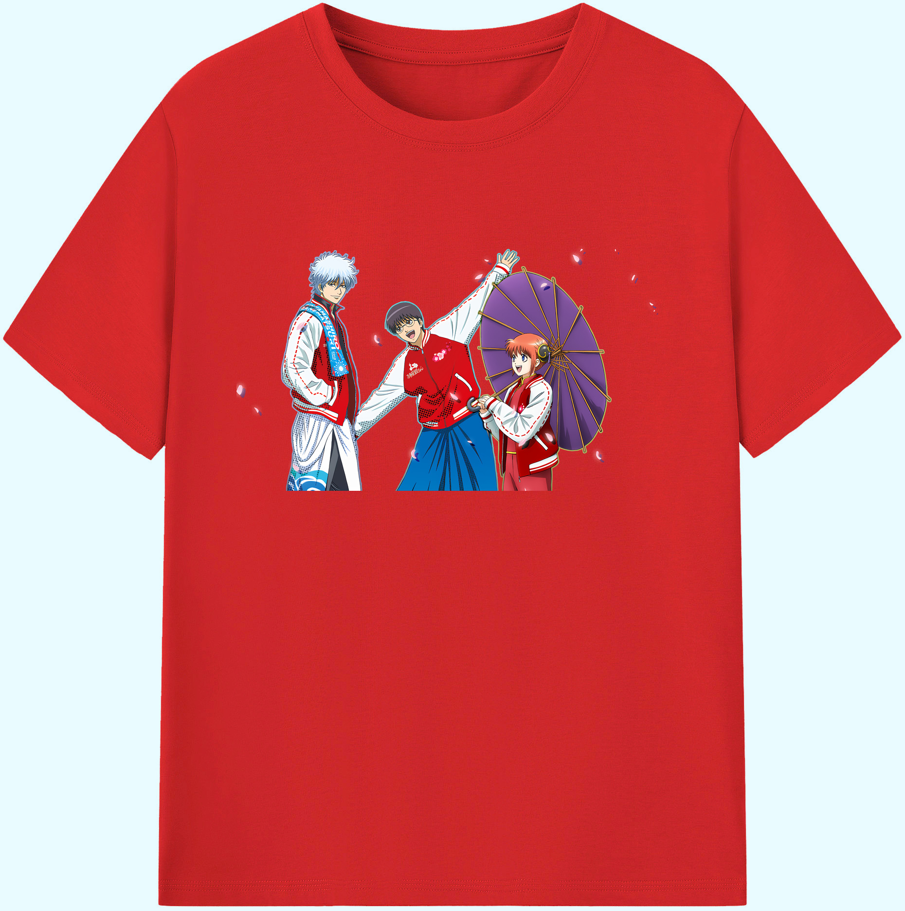 （画像用） ぎんたま 坂田銀時（さかたぎんとき） 神楽 志村新八（しむら しんぱち） GINTAMA Sakata Gintoki Kagura Shimura Shinpachi 綿100％ メンズ半袖Tシャツ｜肌触りやわらか＆通気性