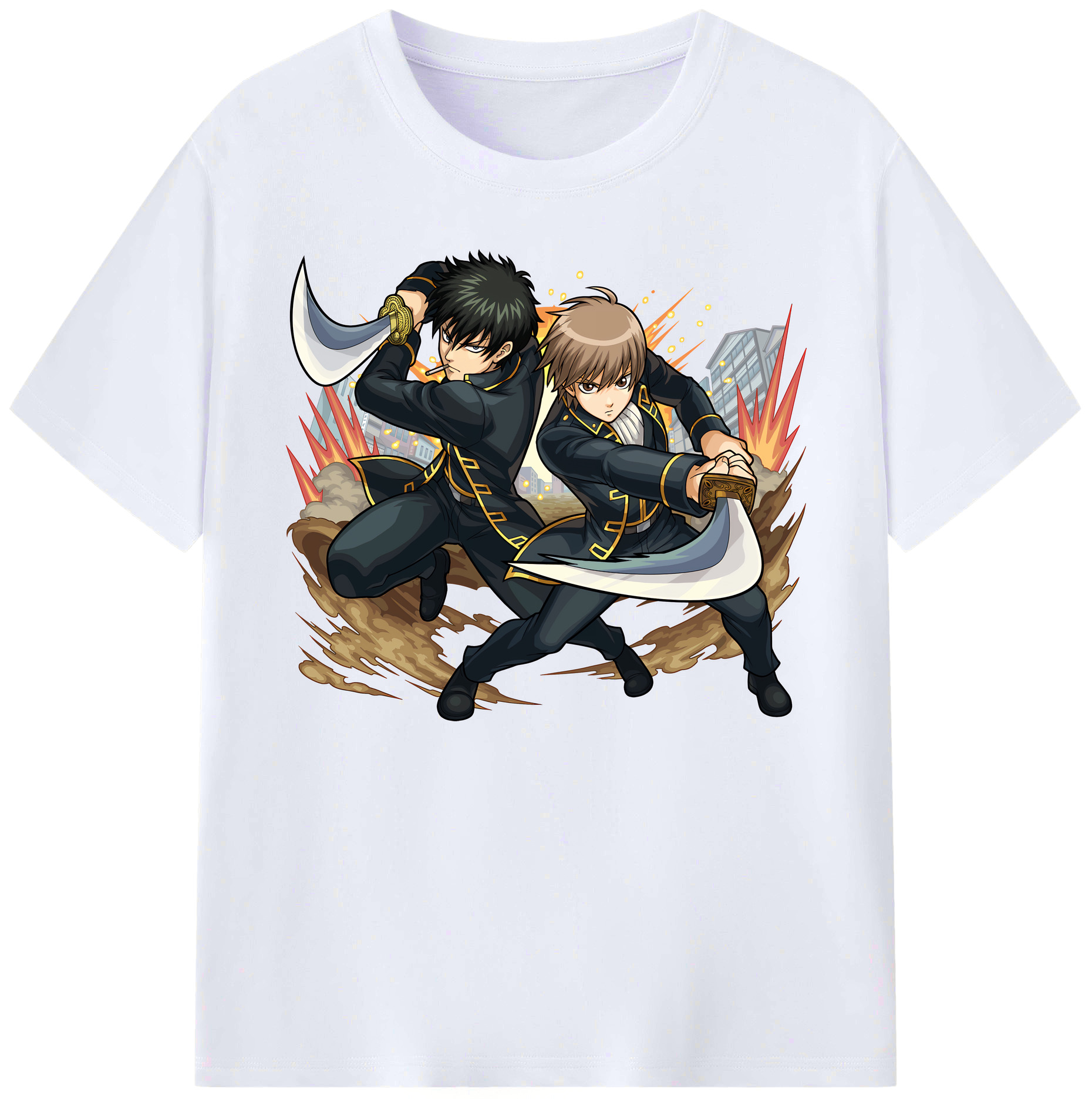 （画像用） ぎんたま 坂田銀時（さかたぎんとき） 神楽 志村新八（しむら しんぱち） GINTAMA Sakata Gintoki Kagura Shimura Shinpachi 綿100％ メンズ半袖Tシャツ｜肌触りやわらか＆通気性