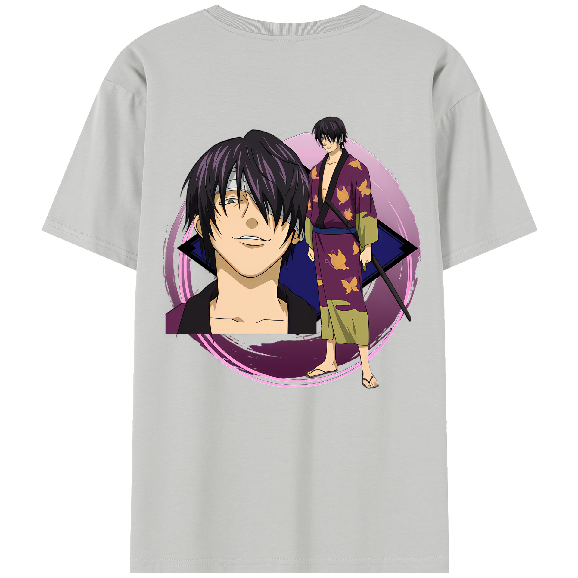（画像用） ぎんたま 坂田銀時（さかたぎんとき） 神楽 志村新八（しむら しんぱち） GINTAMA Sakata Gintoki Kagura Shimura Shinpachi レディース半袖Tシャツ(バックプリント)