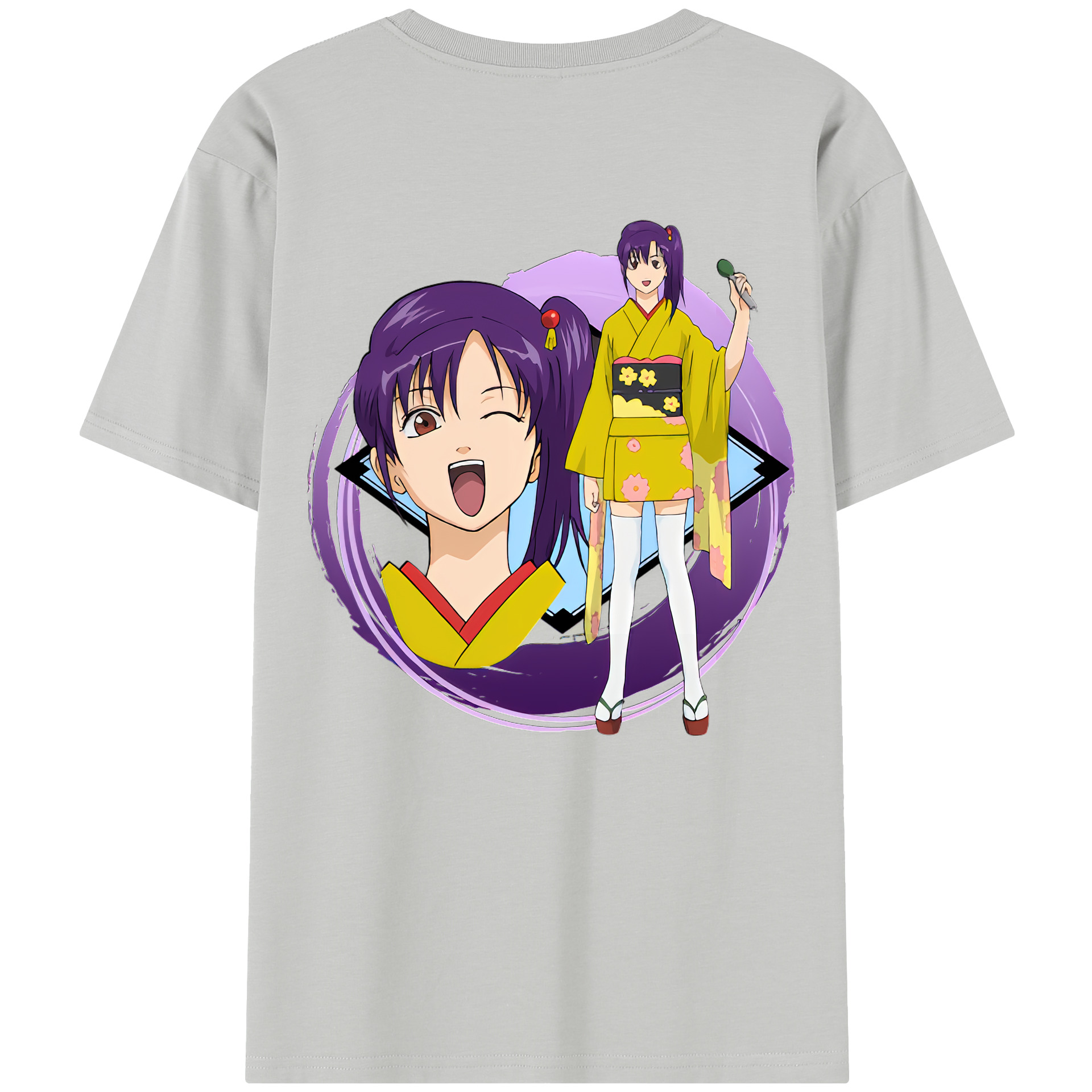 （画像用） ぎんたま 坂田銀時（さかたぎんとき） 神楽 志村新八（しむら しんぱち） GINTAMA Sakata Gintoki Kagura Shimura Shinpachi レディース半袖Tシャツ(バックプリント)