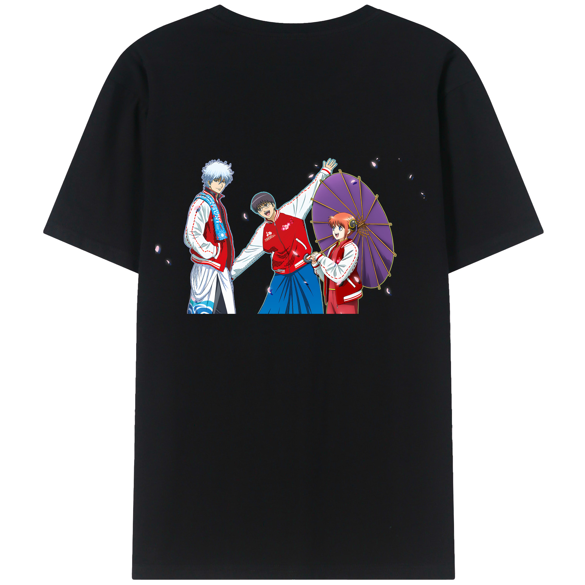 （画像用） ぎんたま 坂田銀時（さかたぎんとき） 神楽 志村新八（しむら しんぱち） GINTAMA Sakata Gintoki Kagura Shimura Shinpachi レディース半袖Tシャツ(バックプリント)