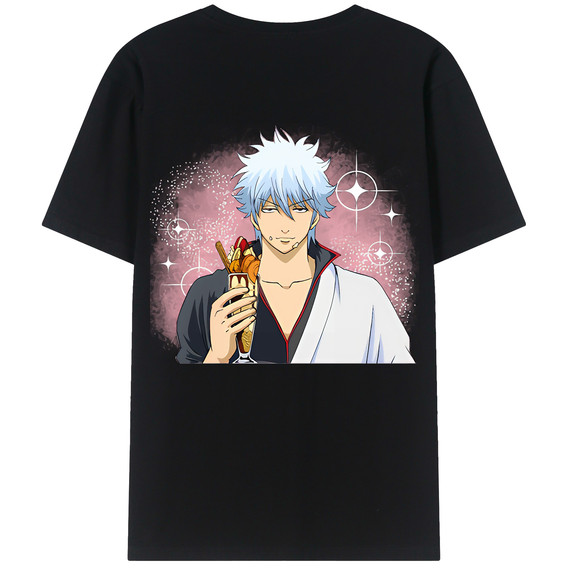 （画像用） ぎんたま 坂田銀時（さかたぎんとき） 神楽 志村新八（しむら しんぱち） GINTAMA Sakata Gintoki Kagura Shimura Shinpachi レディース半袖Tシャツ(バックプリント)