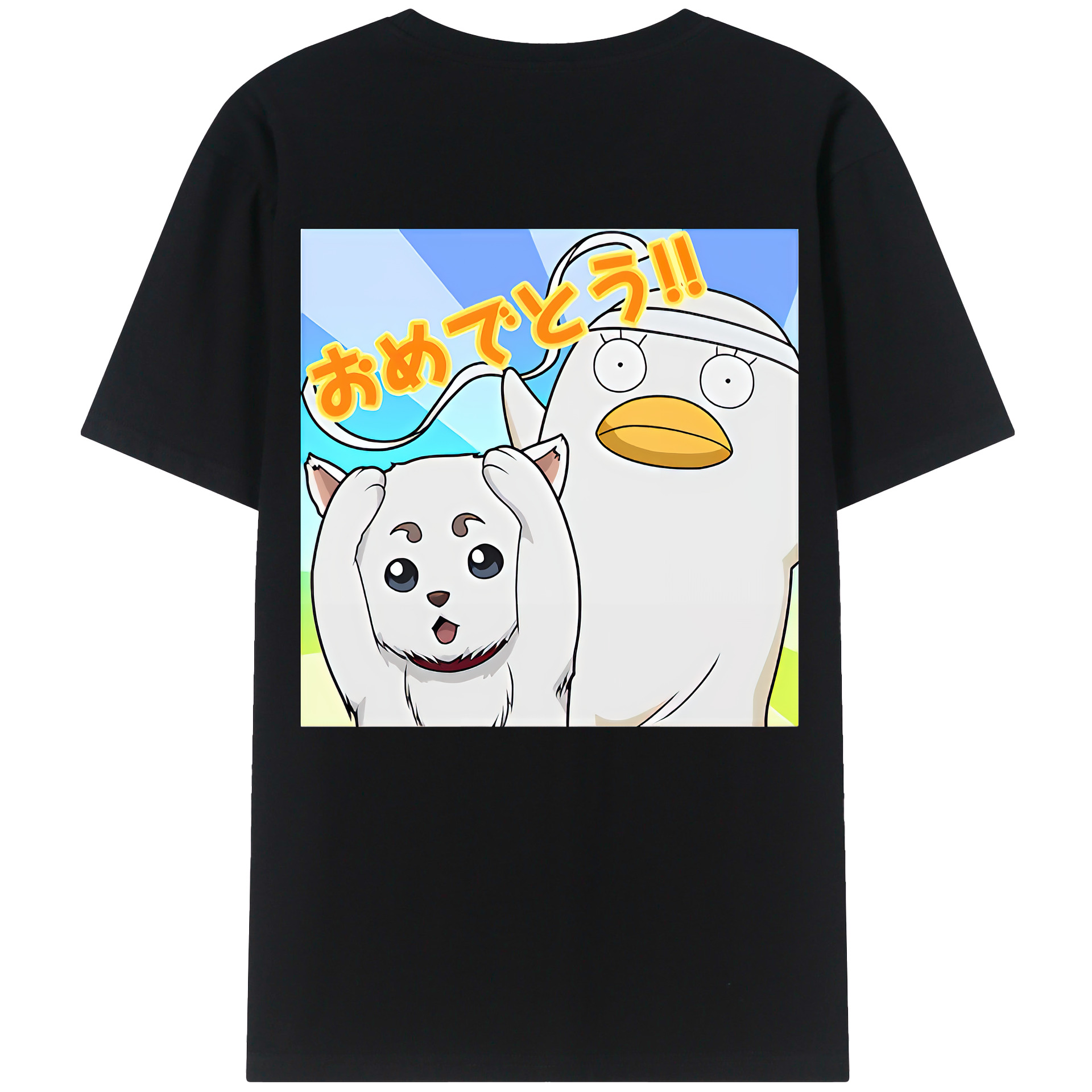 （画像用） ぎんたま 坂田銀時（さかたぎんとき） 神楽 志村新八（しむら しんぱち） GINTAMA Sakata Gintoki Kagura Shimura Shinpachi レディース半袖Tシャツ(バックプリント)