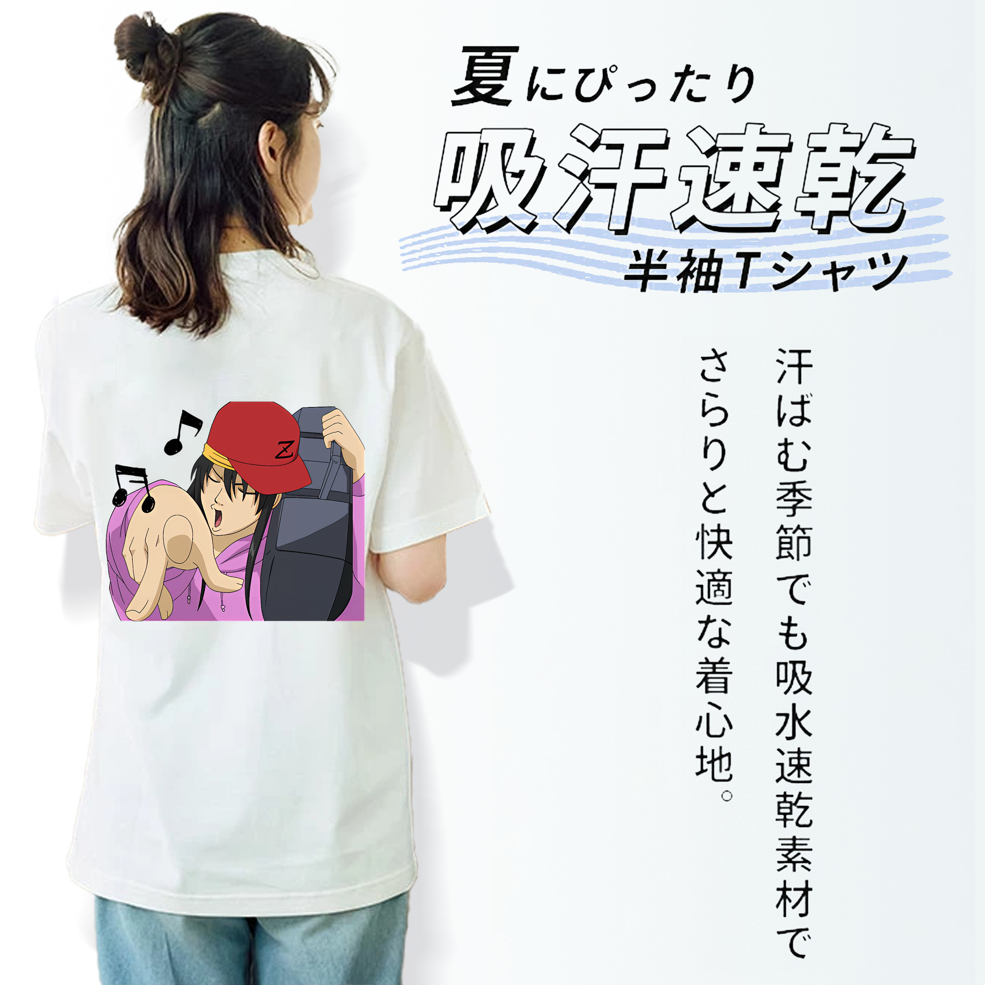 ぎんたま 坂田銀時（さかたぎんとき） 神楽 志村新八（しむら しんぱち） GINTAMA Sakata Gintoki Kagura Shimura Shinpachi レディース半袖Tシャツ(バックプリント)