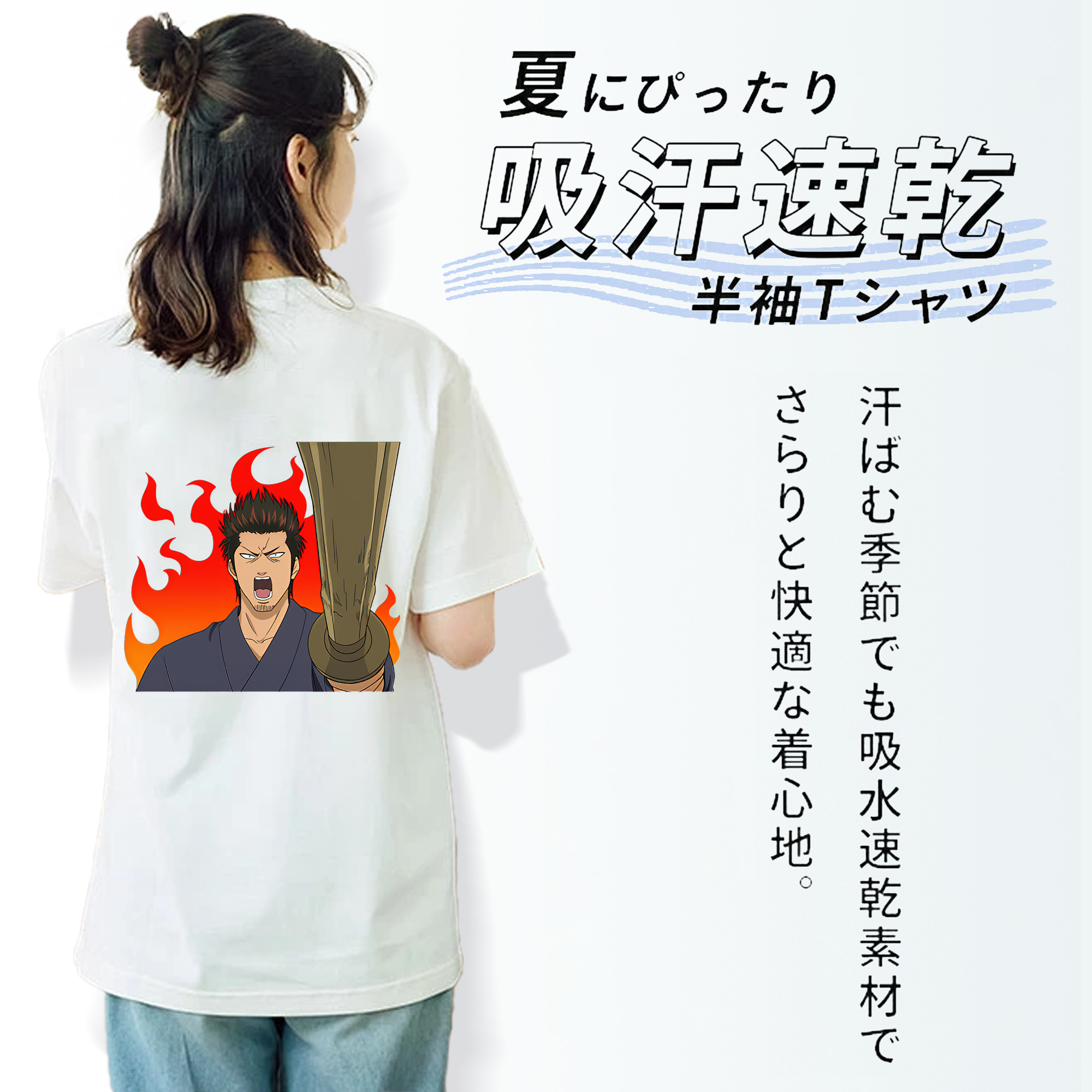 ぎんたま 坂田銀時（さかたぎんとき） 神楽 志村新八（しむら しんぱち） GINTAMA Sakata Gintoki Kagura Shimura Shinpachi レディース半袖Tシャツ(バックプリント)
