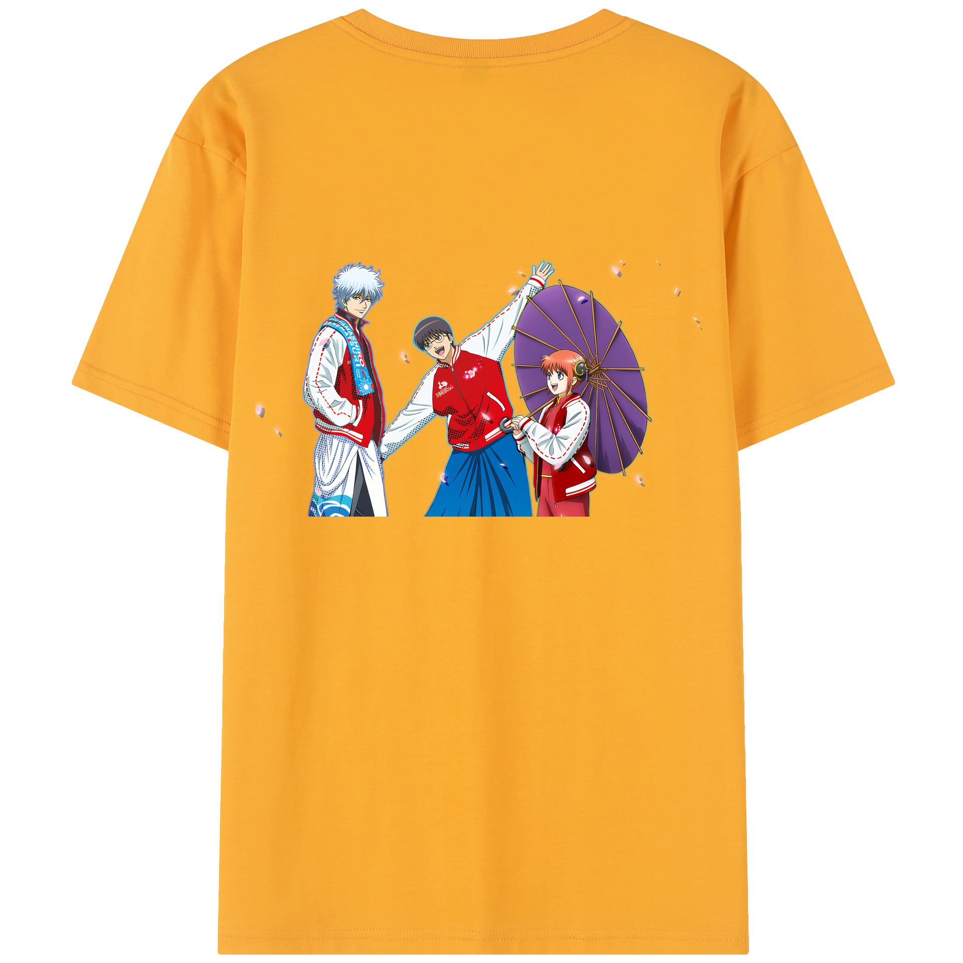 （画像用） ぎんたま 坂田銀時（さかたぎんとき） 神楽 志村新八（しむら しんぱち） GINTAMA Sakata Gintoki Kagura Shimura Shinpachi レディース半袖Tシャツ(バックプリント)