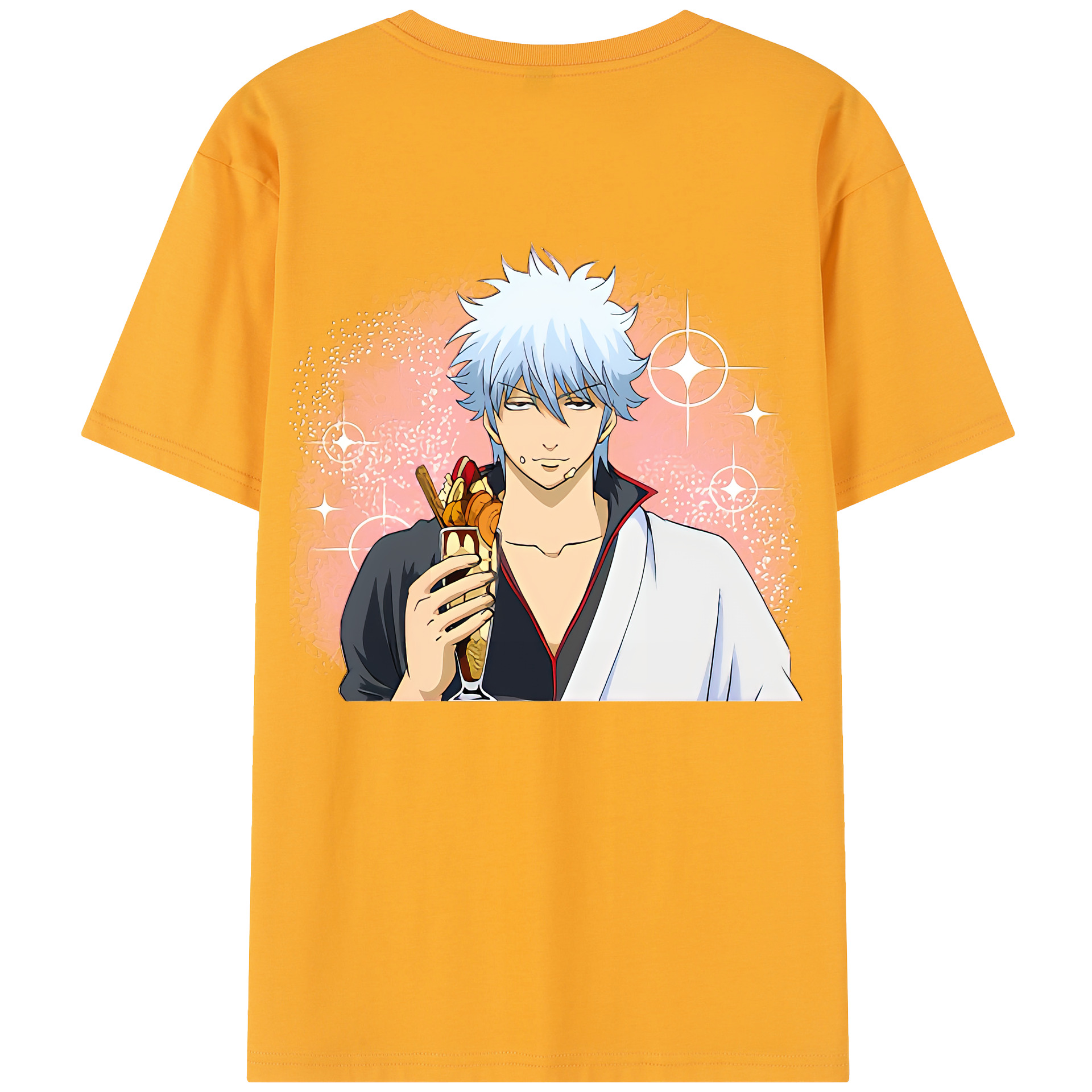 （画像用） ぎんたま 坂田銀時（さかたぎんとき） 神楽 志村新八（しむら しんぱち） GINTAMA Sakata Gintoki Kagura Shimura Shinpachi レディース半袖Tシャツ(バックプリント)