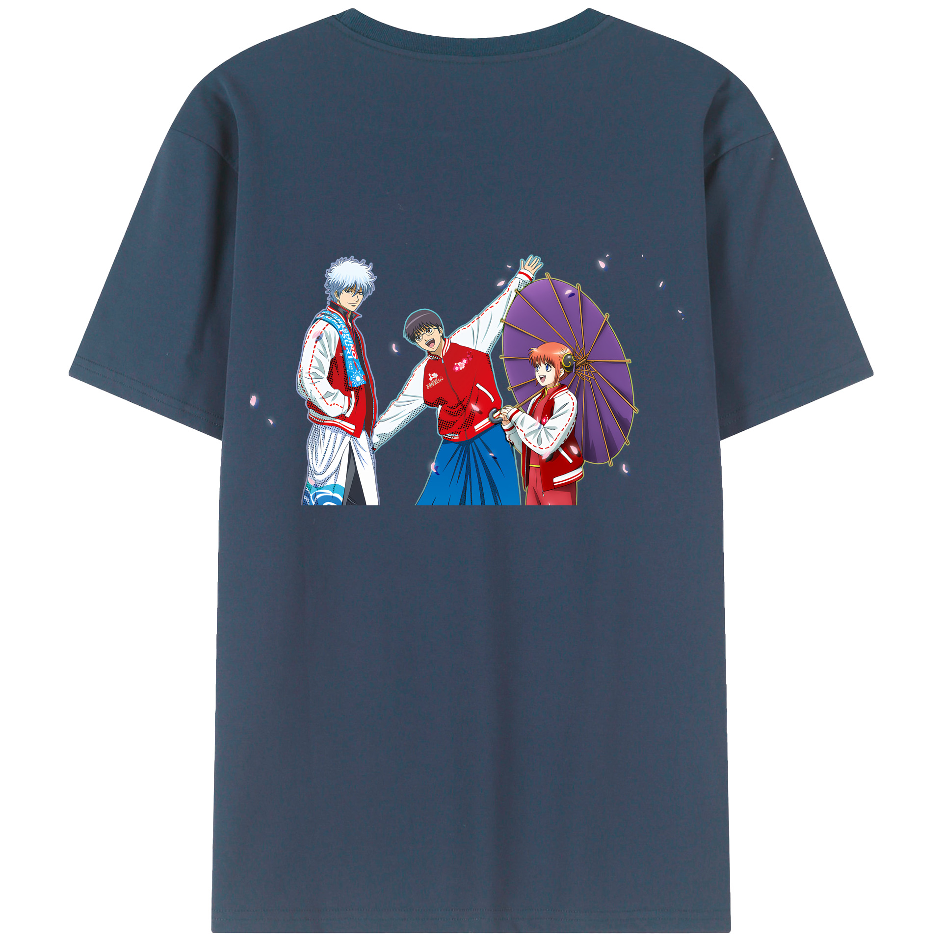 （画像用） ぎんたま 坂田銀時（さかたぎんとき） 神楽 志村新八（しむら しんぱち） GINTAMA Sakata Gintoki Kagura Shimura Shinpachi レディース半袖Tシャツ(バックプリント)