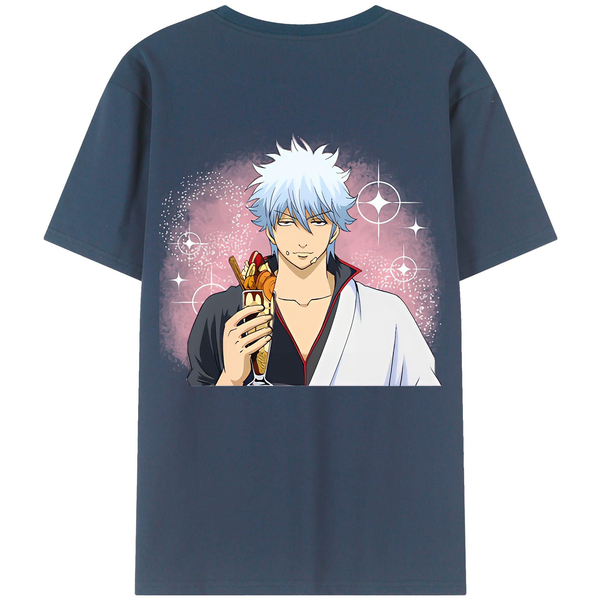 （画像用） ぎんたま 坂田銀時（さかたぎんとき） 神楽 志村新八（しむら しんぱち） GINTAMA Sakata Gintoki Kagura Shimura Shinpachi レディース半袖Tシャツ(バックプリント)