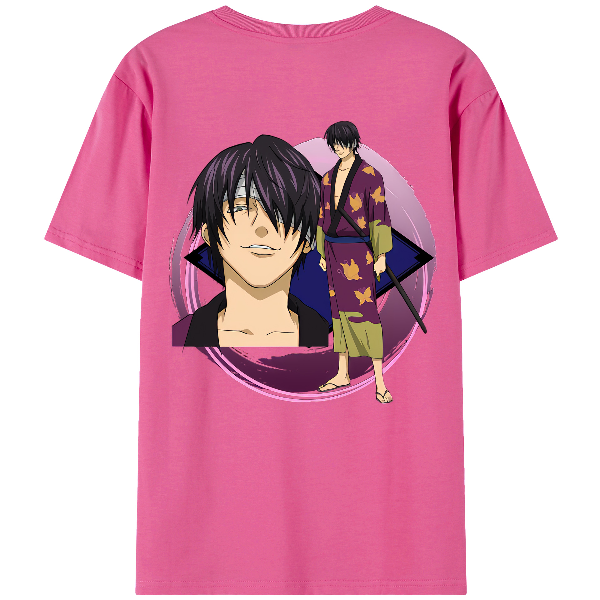 （画像用） ぎんたま 坂田銀時（さかたぎんとき） 神楽 志村新八（しむら しんぱち） GINTAMA Sakata Gintoki Kagura Shimura Shinpachi レディース半袖Tシャツ(バックプリント)