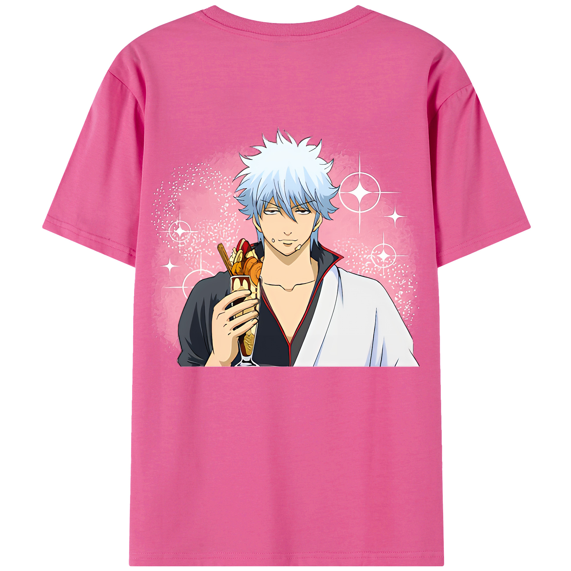（画像用） ぎんたま 坂田銀時（さかたぎんとき） 神楽 志村新八（しむら しんぱち） GINTAMA Sakata Gintoki Kagura Shimura Shinpachi レディース半袖Tシャツ(バックプリント)