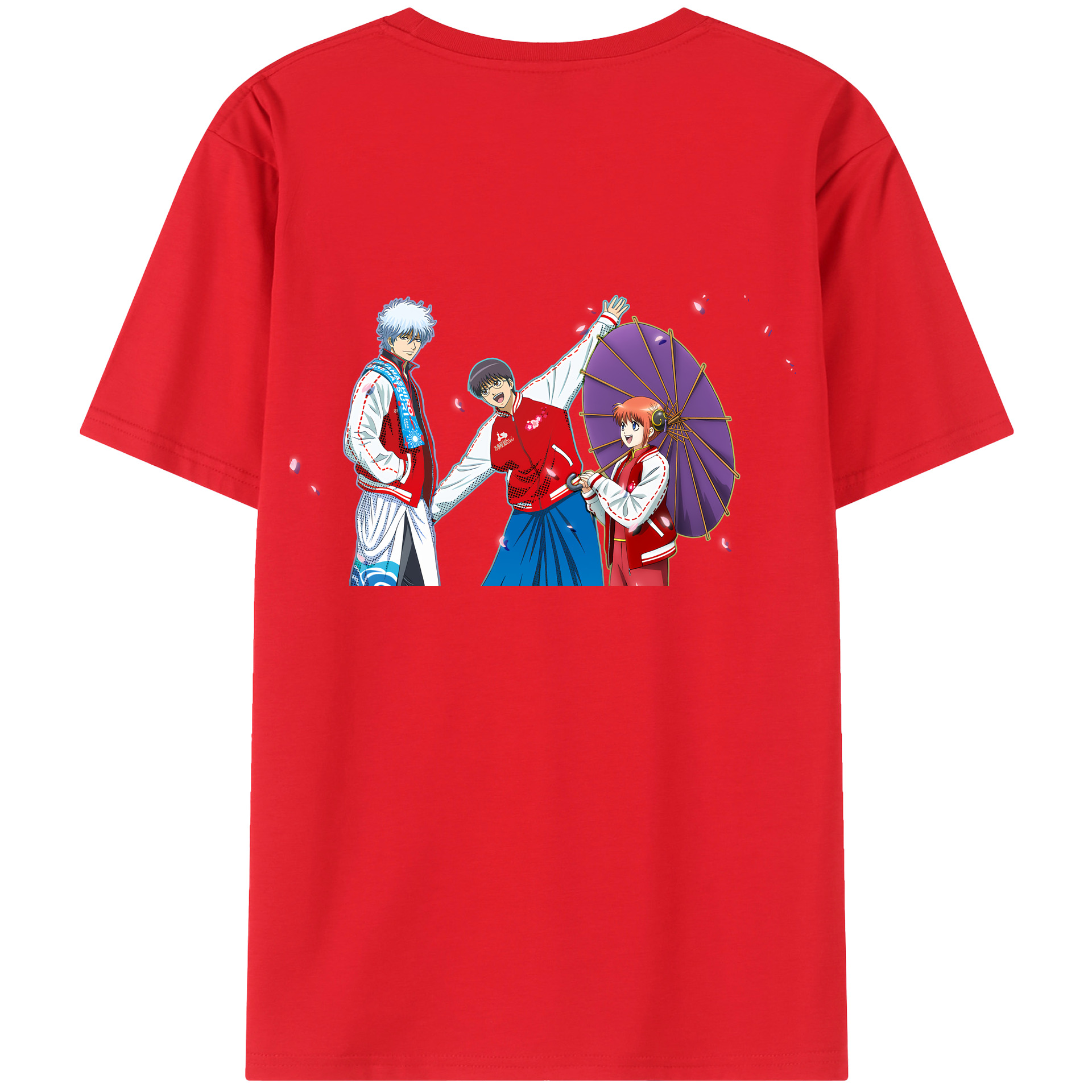 （画像用） ぎんたま 坂田銀時（さかたぎんとき） 神楽 志村新八（しむら しんぱち） GINTAMA Sakata Gintoki Kagura Shimura Shinpachi レディース半袖Tシャツ(バックプリント)