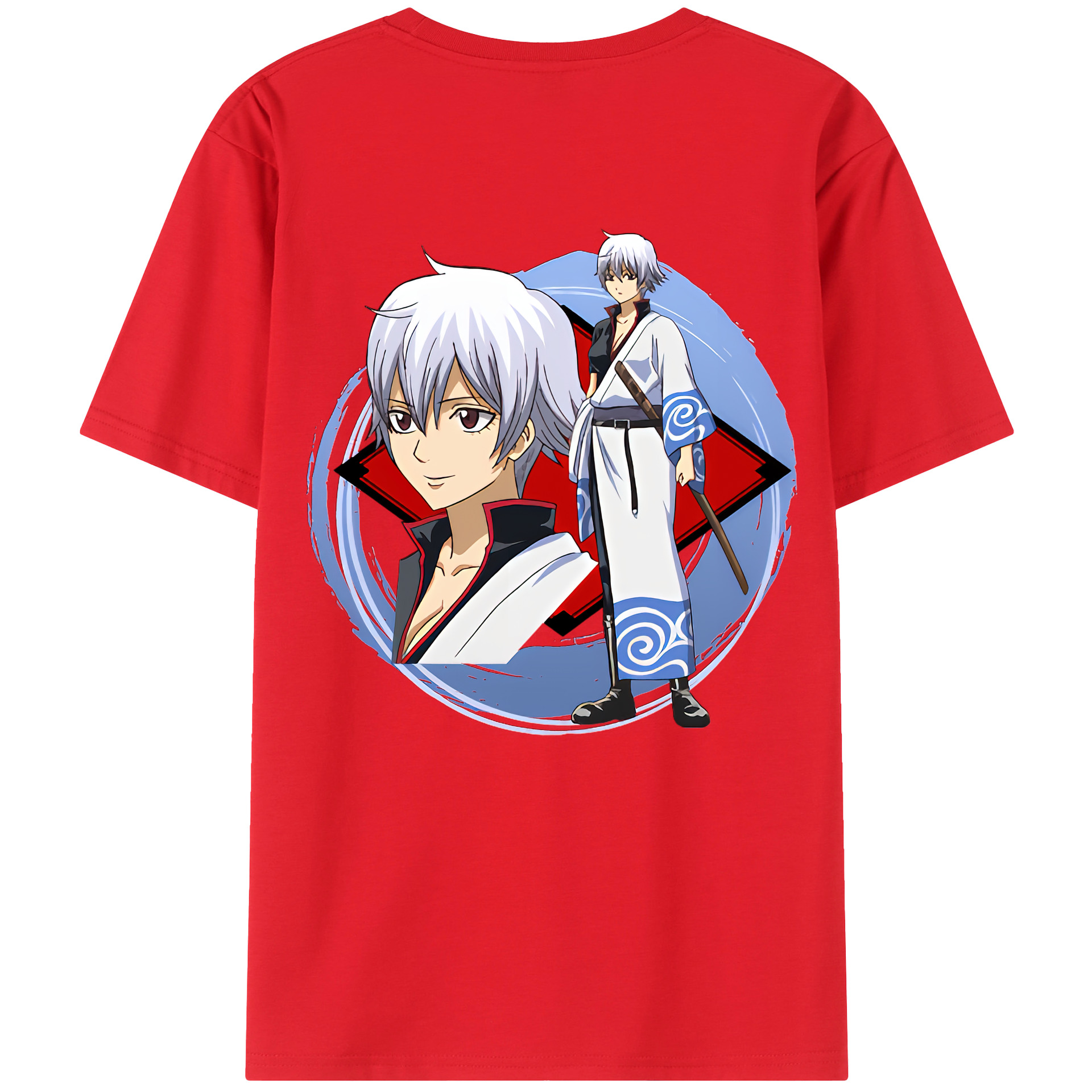 （画像用） ぎんたま 坂田銀時（さかたぎんとき） 神楽 志村新八（しむら しんぱち） GINTAMA Sakata Gintoki Kagura Shimura Shinpachi レディース半袖Tシャツ(バックプリント)