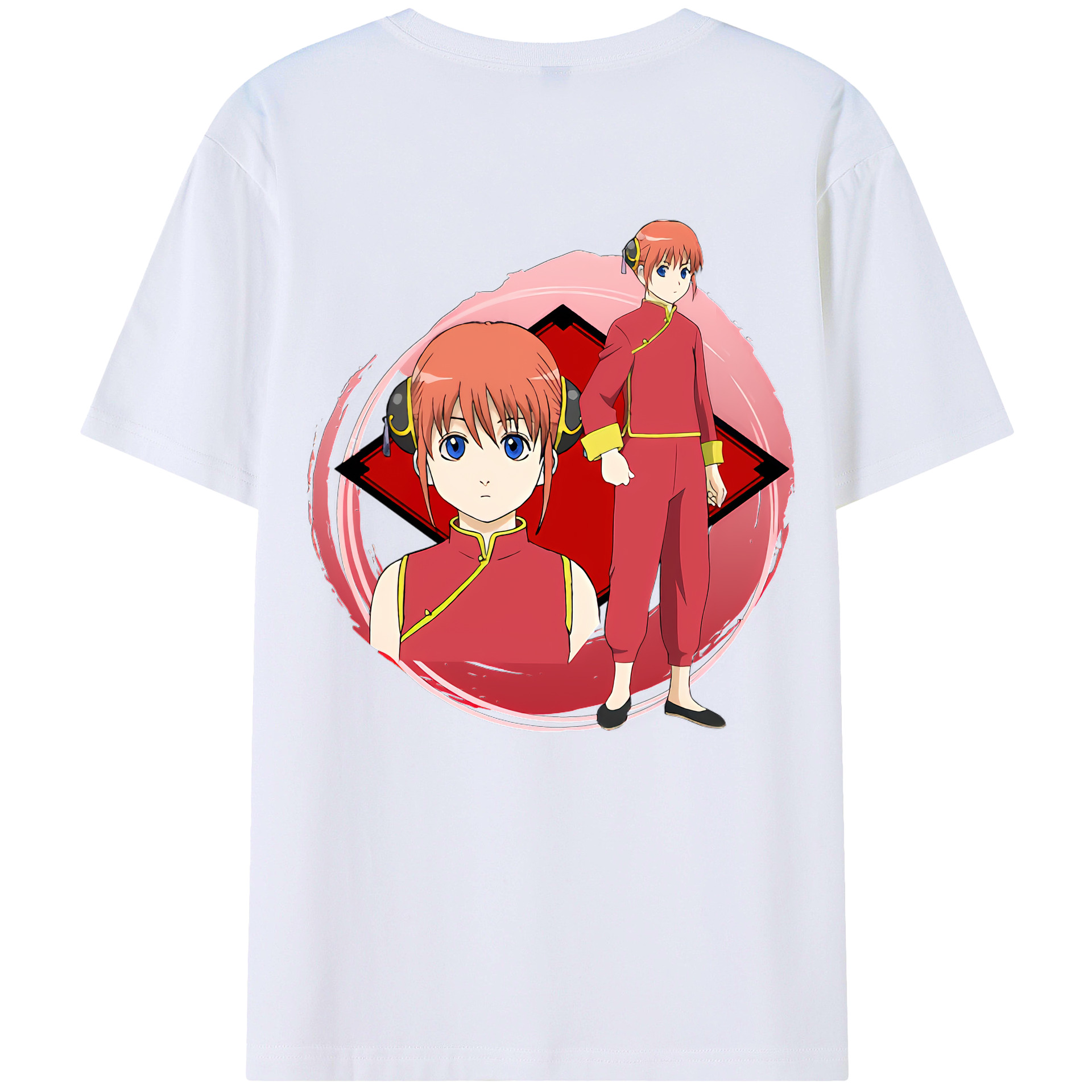 （画像用） ぎんたま 坂田銀時（さかたぎんとき） 神楽 志村新八（しむら しんぱち） GINTAMA Sakata Gintoki Kagura Shimura Shinpachi レディース半袖Tシャツ(バックプリント)