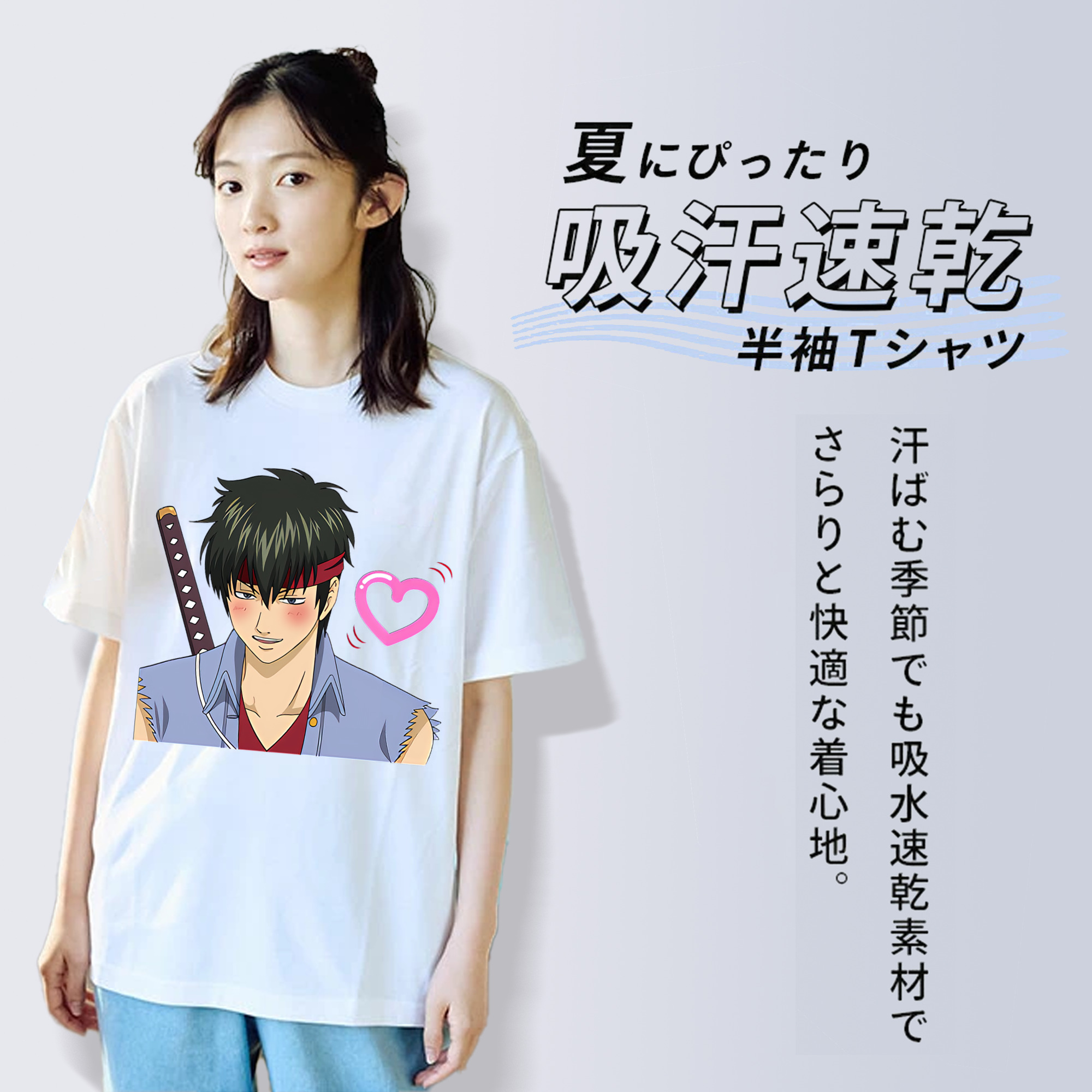 ぎんたま 坂田銀時（さかたぎんとき） 神楽 志村新八（しむら しんぱち） GINTAMA Sakata Gintoki Kagura Shimura Shinpachi レディースカジュアルプリントTシャツ（綿100％）
