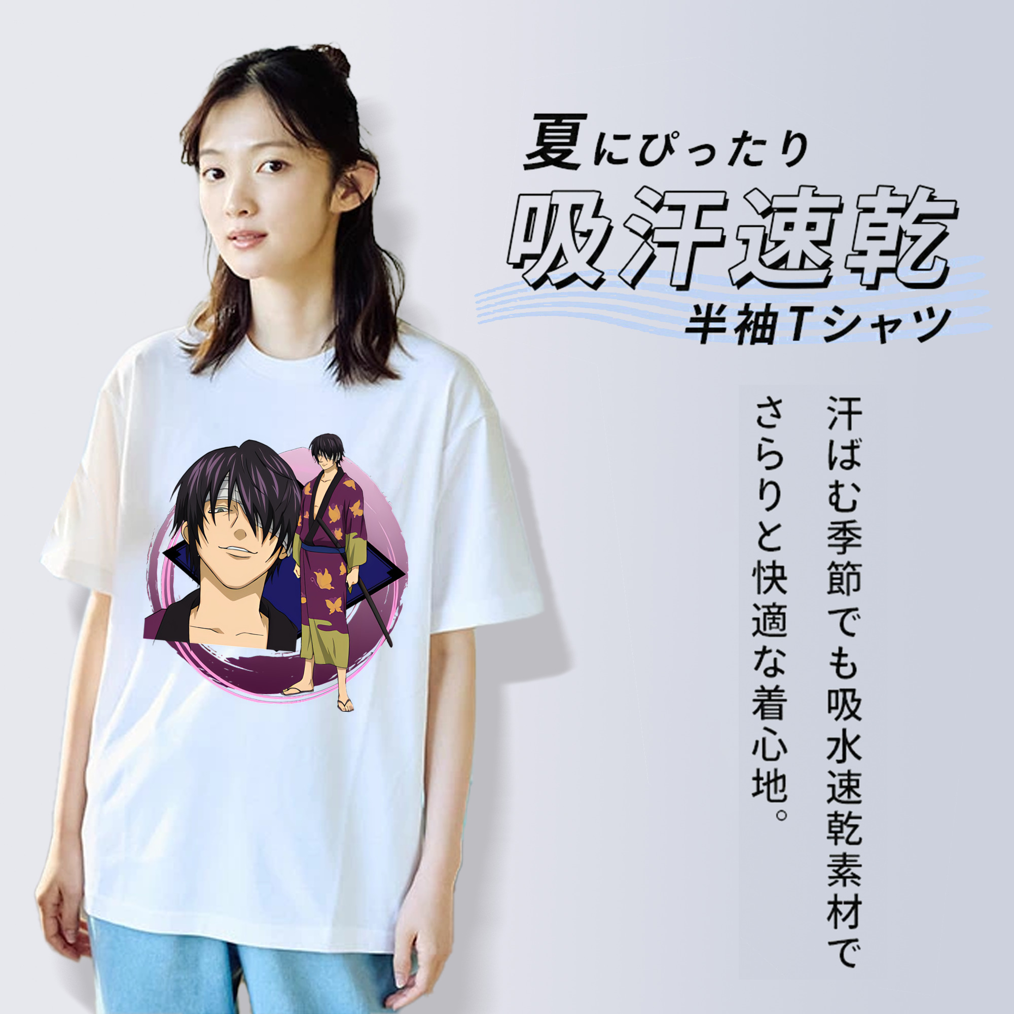 ぎんたま 坂田銀時（さかたぎんとき） 神楽 志村新八（しむら しんぱち） GINTAMA Sakata Gintoki Kagura Shimura Shinpachi レディースカジュアルプリントTシャツ（綿100％）