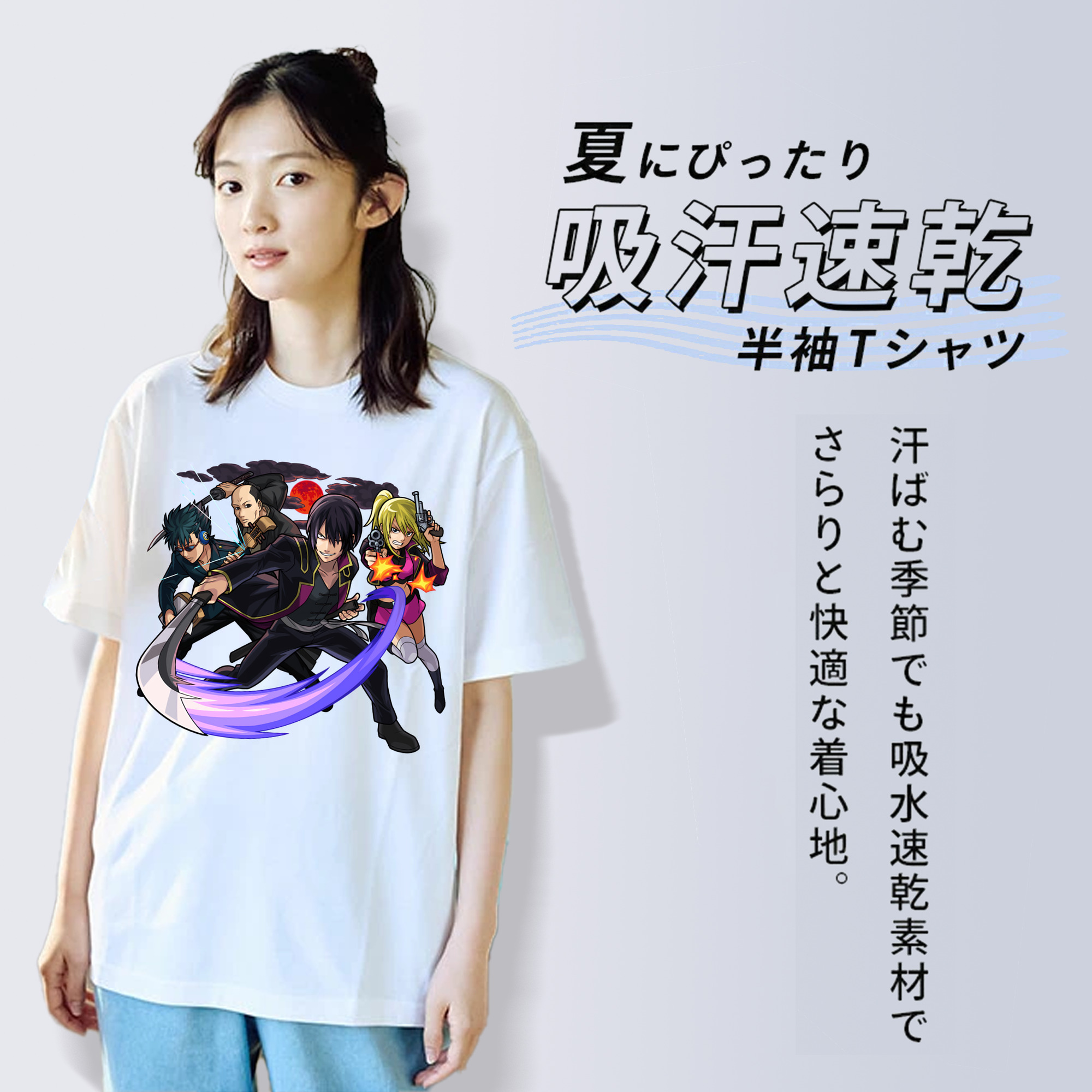 ぎんたま 坂田銀時（さかたぎんとき） 神楽 志村新八（しむら しんぱち） GINTAMA Sakata Gintoki Kagura Shimura Shinpachi レディースカジュアルプリントTシャツ（綿100％）