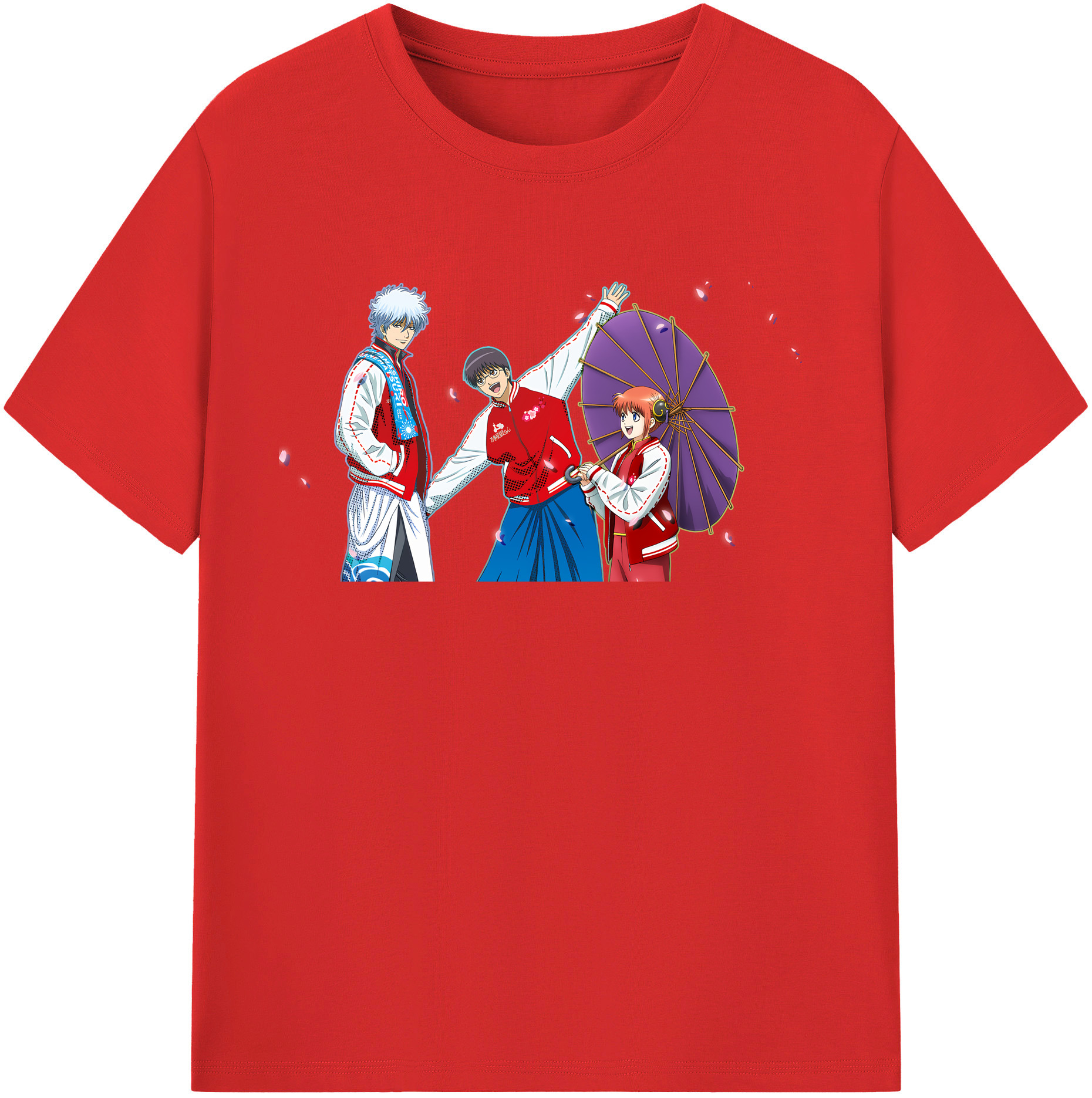 （画像用） ぎんたま 坂田銀時（さかたぎんとき） 神楽 志村新八（しむら しんぱち） GINTAMA Sakata Gintoki Kagura Shimura Shinpachi レディースカジュアルプリントTシャツ（綿100％）