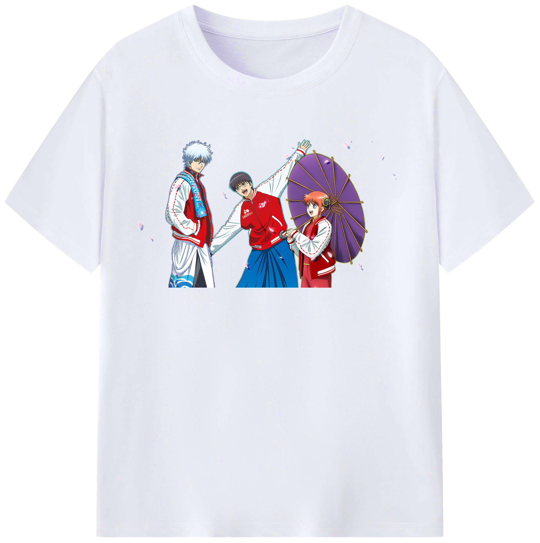 （画像用） ぎんたま 坂田銀時（さかたぎんとき） 神楽 志村新八（しむら しんぱち） GINTAMA Sakata Gintoki Kagura Shimura Shinpachi レディースカジュアルプリントTシャツ（綿100％）