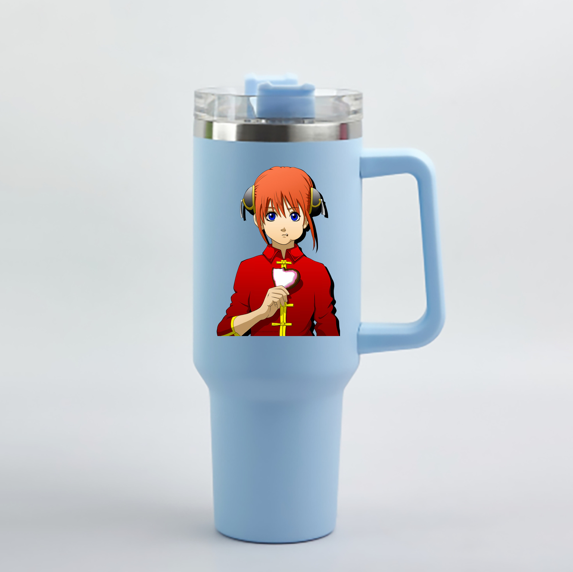 （画像用） ぎんたま 坂田銀時（さかたぎんとき） 神楽 志村新八（しむら しんぱち） GINTAMA Sakata Gintoki Kagura Shimura Shinpachi 1200mL車用タンブラー - クリスタルステッカー（プラスチックストロー付き）