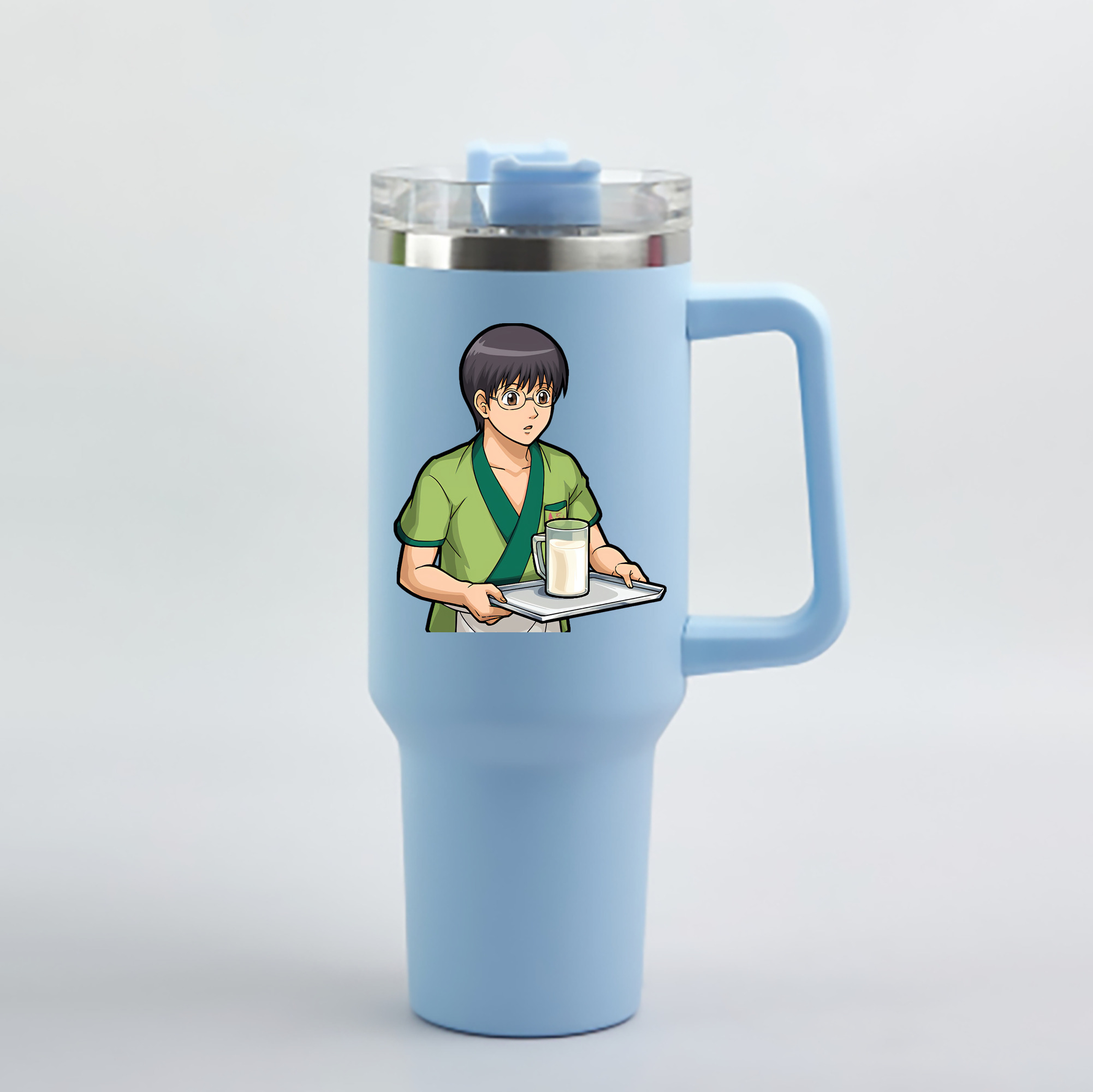 （画像用） ぎんたま 坂田銀時（さかたぎんとき） 神楽 志村新八（しむら しんぱち） GINTAMA Sakata Gintoki Kagura Shimura Shinpachi 1200mL車用タンブラー - クリスタルステッカー（プラスチックストロー付き）