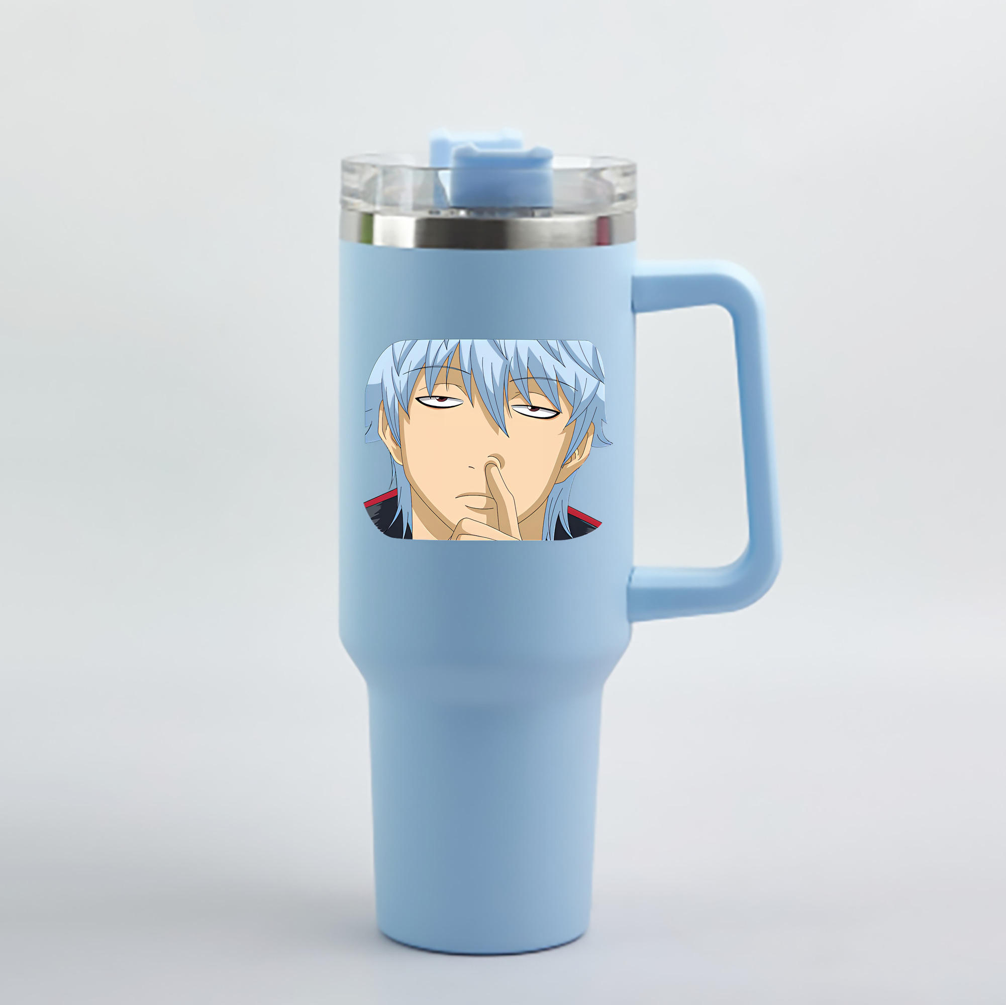（画像用） ぎんたま 坂田銀時（さかたぎんとき） 神楽 志村新八（しむら しんぱち） GINTAMA Sakata Gintoki Kagura Shimura Shinpachi 1200mL車用タンブラー - クリスタルステッカー（プラスチックストロー付き）
