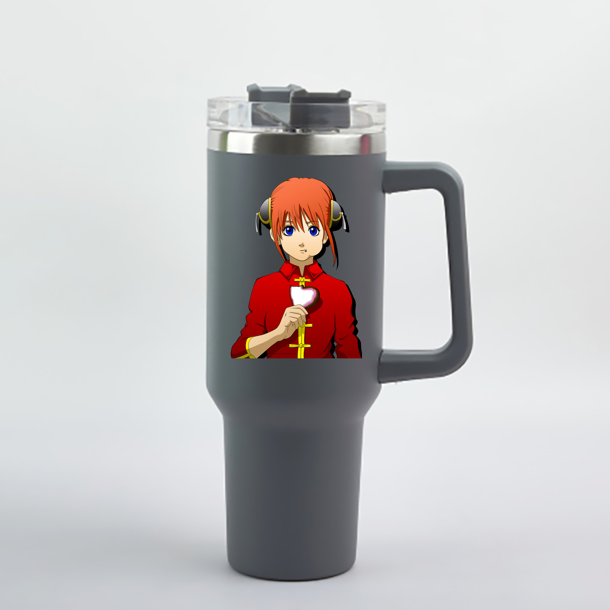 （画像用） ぎんたま 坂田銀時（さかたぎんとき） 神楽 志村新八（しむら しんぱち） GINTAMA Sakata Gintoki Kagura Shimura Shinpachi 1200mL車用タンブラー - クリスタルステッカー（プラスチックストロー付き）