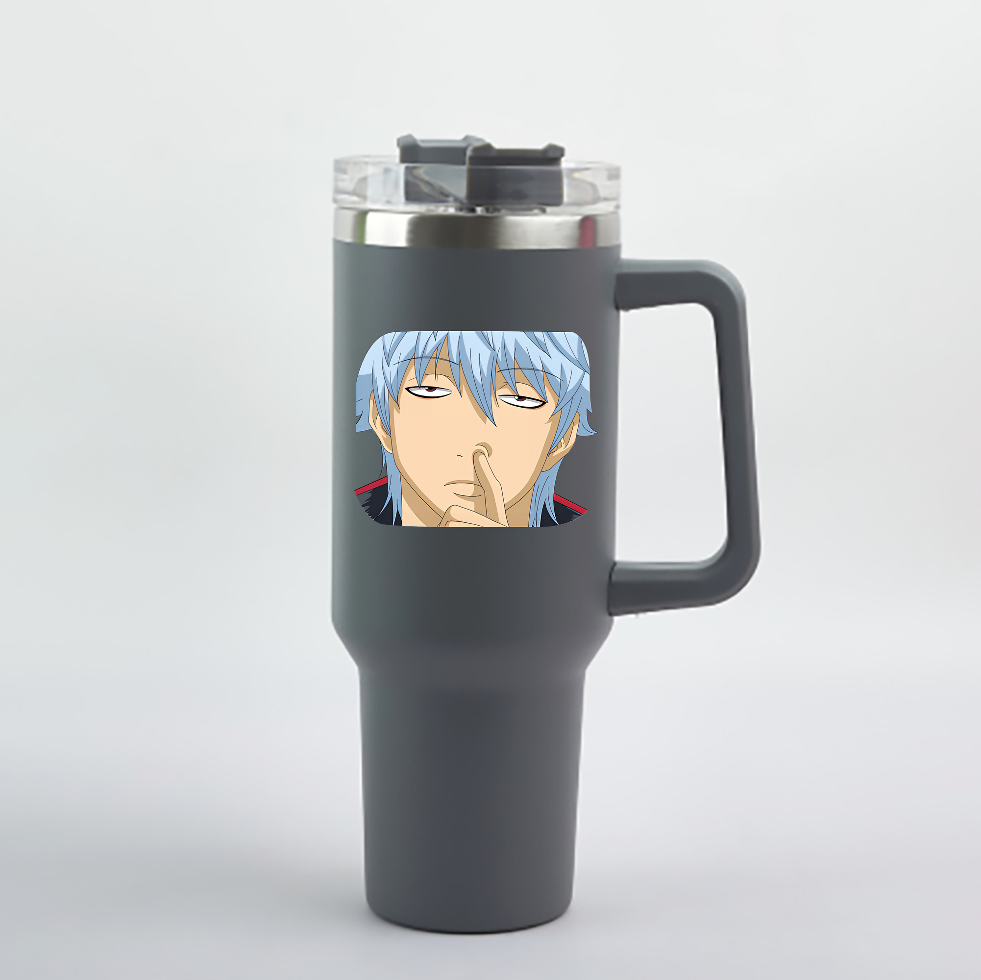 （画像用） ぎんたま 坂田銀時（さかたぎんとき） 神楽 志村新八（しむら しんぱち） GINTAMA Sakata Gintoki Kagura Shimura Shinpachi 1200mL車用タンブラー - クリスタルステッカー（プラスチックストロー付き）