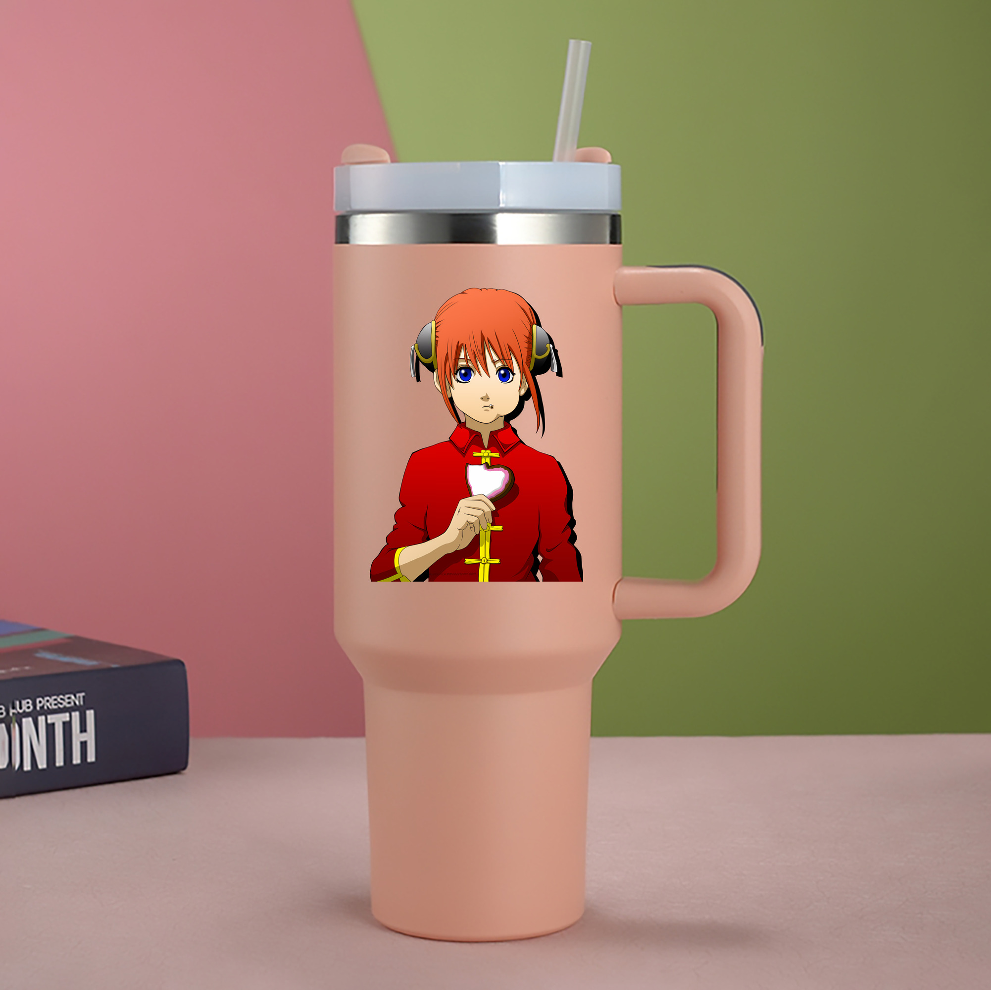 （画像用） ぎんたま 坂田銀時（さかたぎんとき） 神楽 志村新八（しむら しんぱち） GINTAMA Sakata Gintoki Kagura Shimura Shinpachi 1200mL車用タンブラー - クリスタルステッカー（プラスチックストロー付き）