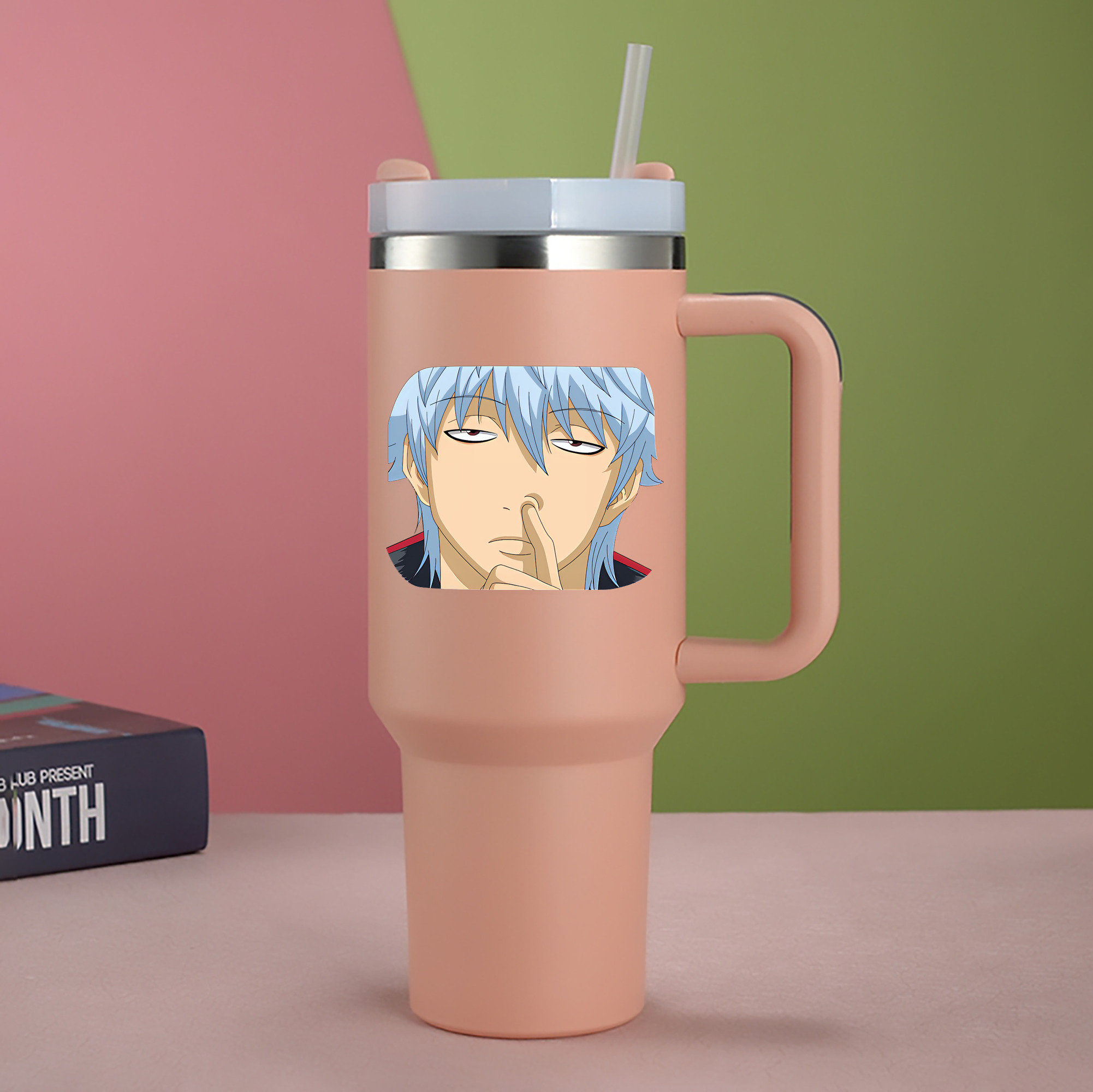 （画像用） ぎんたま 坂田銀時（さかたぎんとき） 神楽 志村新八（しむら しんぱち） GINTAMA Sakata Gintoki Kagura Shimura Shinpachi 1200mL車用タンブラー - クリスタルステッカー（プラスチックストロー付き）