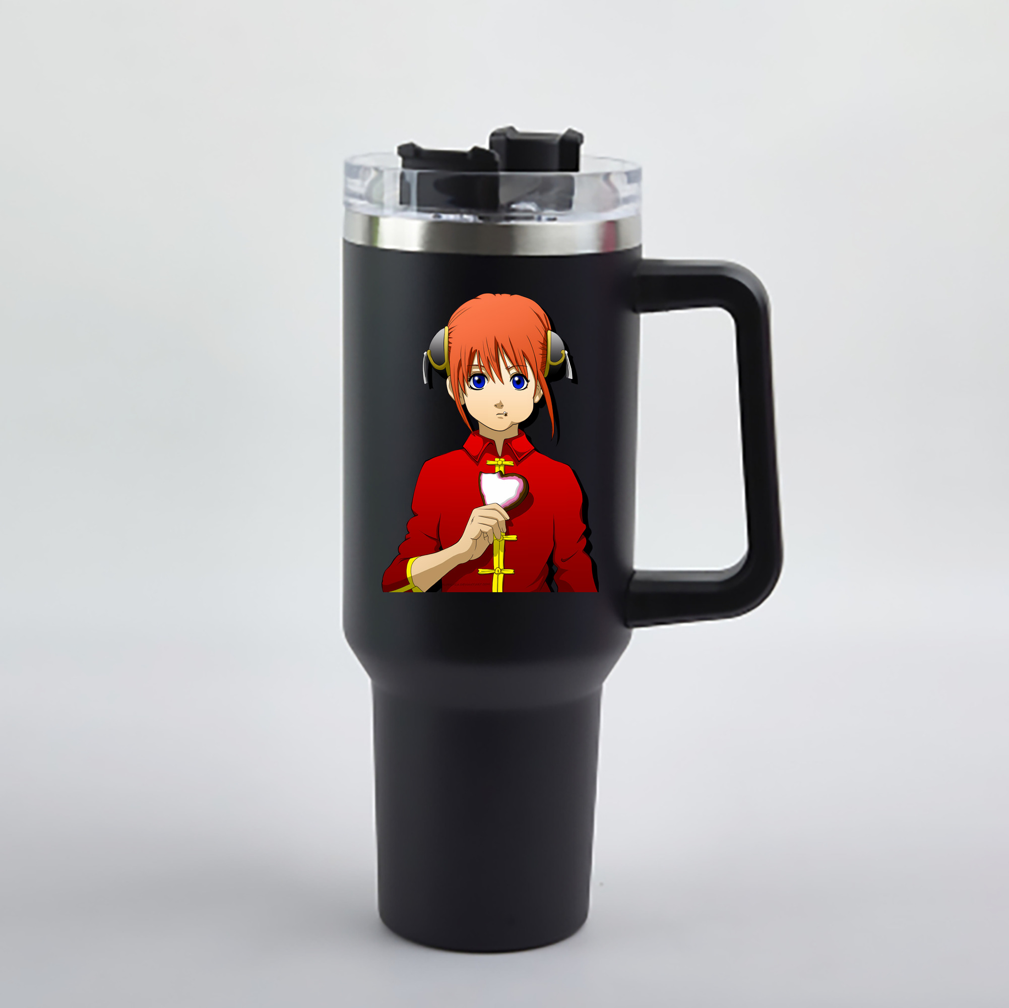 （画像用） ぎんたま 坂田銀時（さかたぎんとき） 神楽 志村新八（しむら しんぱち） GINTAMA Sakata Gintoki Kagura Shimura Shinpachi 1200mL車用タンブラー - クリスタルステッカー（プラスチックストロー付き）
