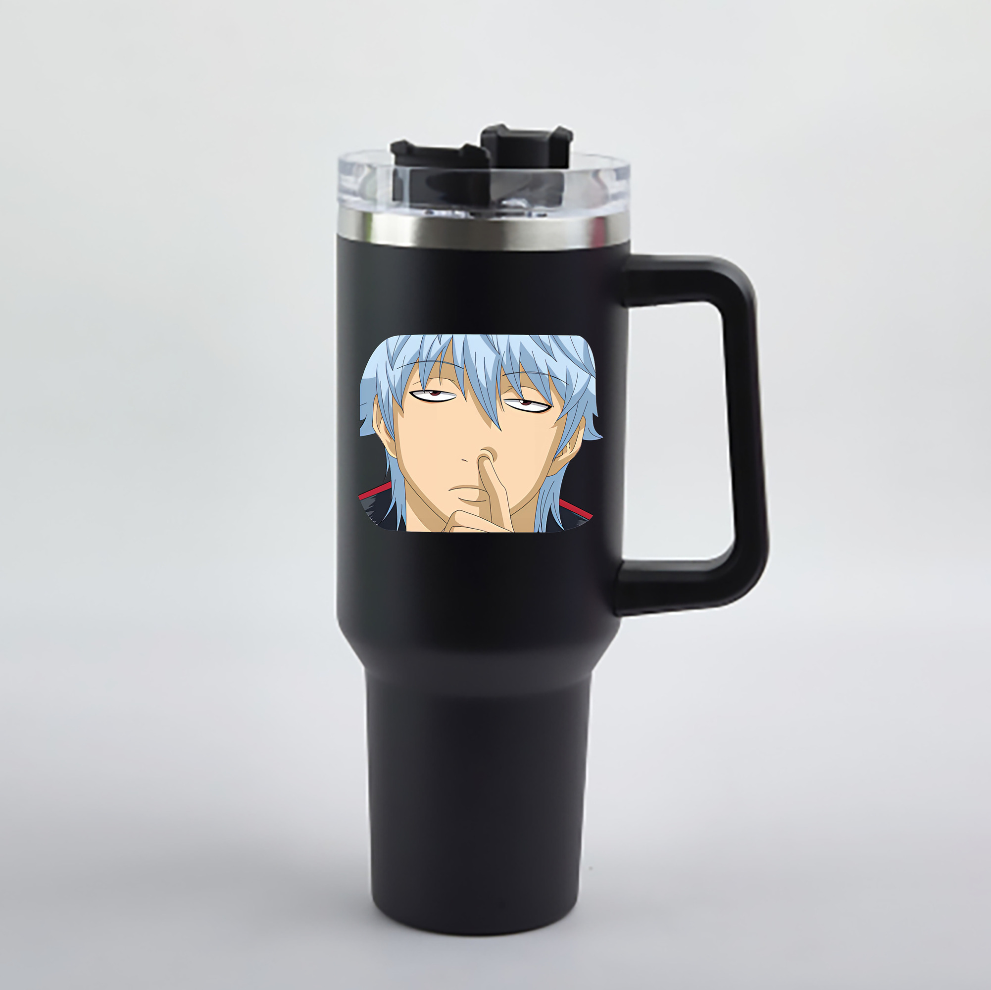 （画像用） ぎんたま 坂田銀時（さかたぎんとき） 神楽 志村新八（しむら しんぱち） GINTAMA Sakata Gintoki Kagura Shimura Shinpachi 1200mL車用タンブラー - クリスタルステッカー（プラスチックストロー付き）
