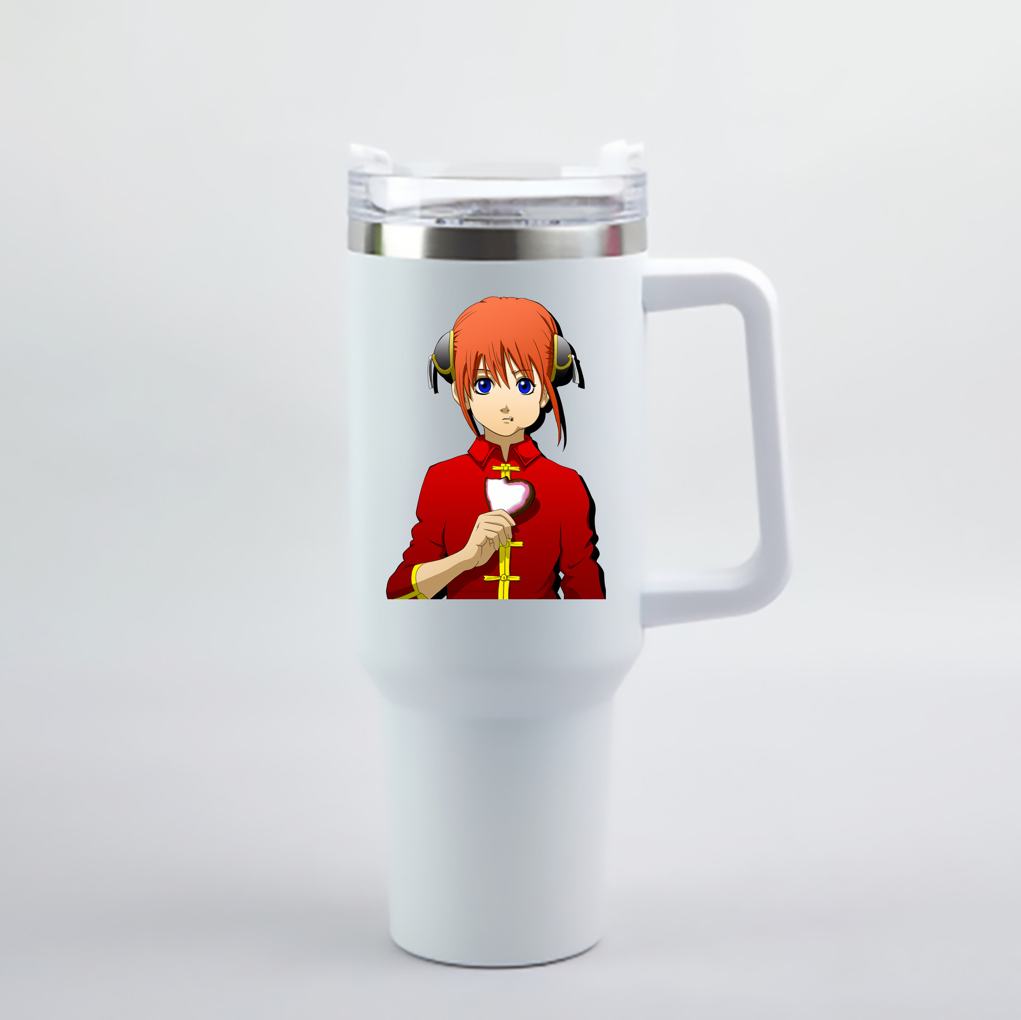 （画像用） ぎんたま 坂田銀時（さかたぎんとき） 神楽 志村新八（しむら しんぱち） GINTAMA Sakata Gintoki Kagura Shimura Shinpachi 1200mL車用タンブラー - クリスタルステッカー（プラスチックストロー付き）