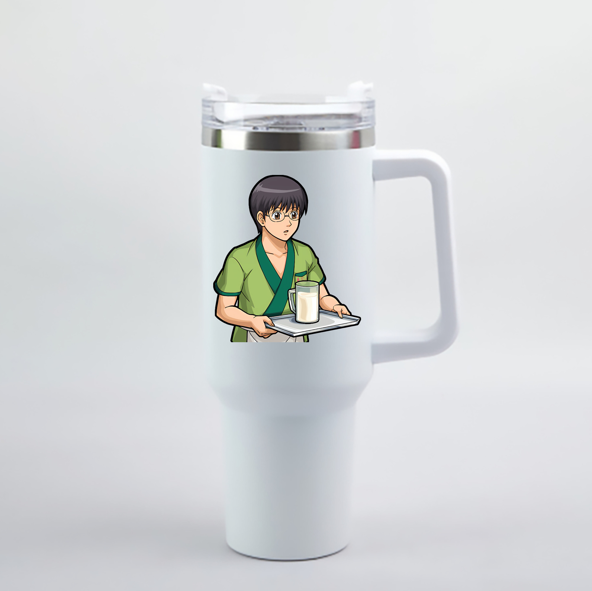 （画像用） ぎんたま 坂田銀時（さかたぎんとき） 神楽 志村新八（しむら しんぱち） GINTAMA Sakata Gintoki Kagura Shimura Shinpachi 1200mL車用タンブラー - クリスタルステッカー（プラスチックストロー付き）