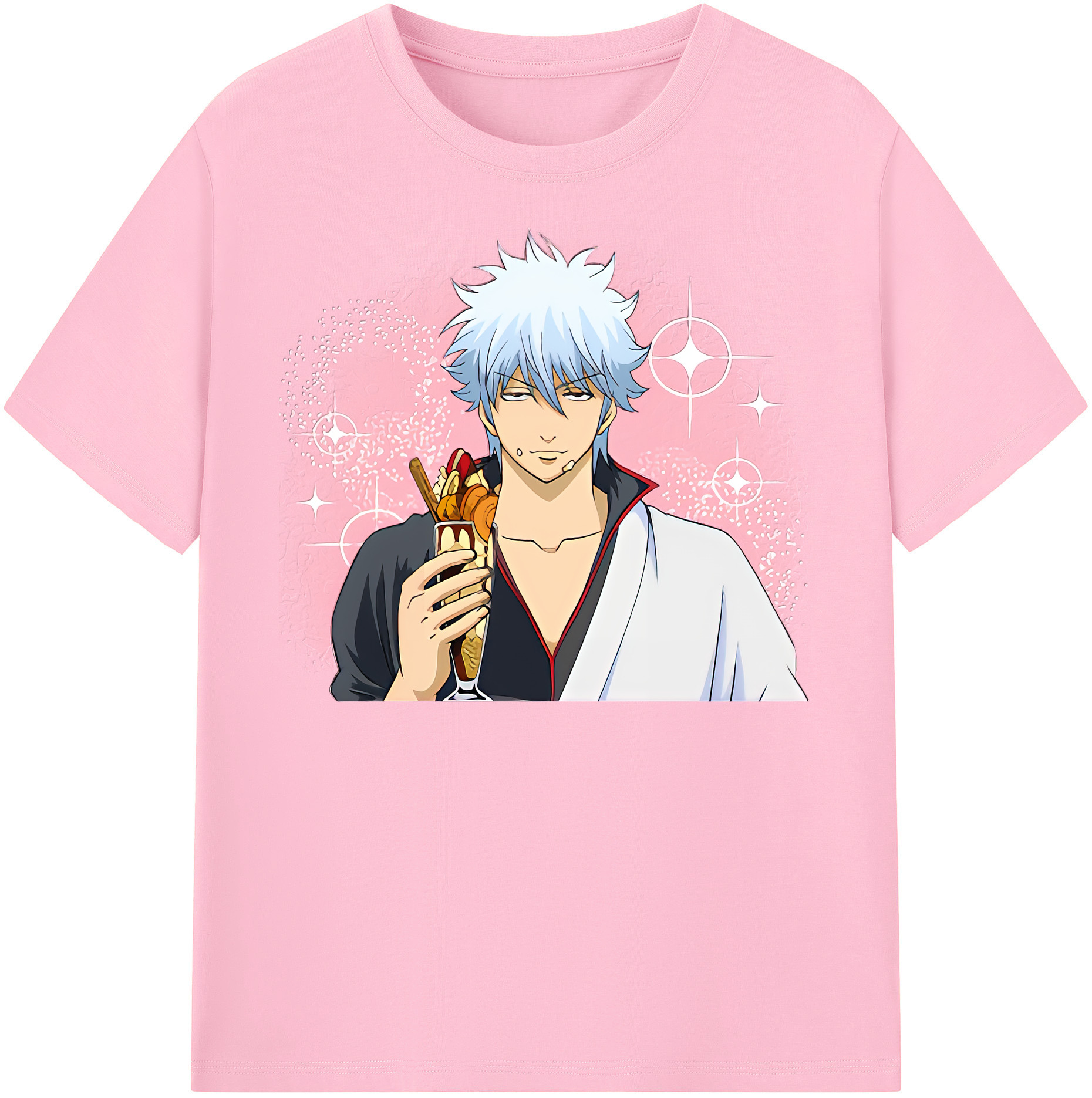 （画像用） ぎんたま 坂田銀時（さかたぎんとき） 神楽 志村新八（しむら しんぱち） GINTAMA Sakata Gintoki Kagura Shimura Shinpachi 綿100％半袖Tシャツ（フロントプリント）