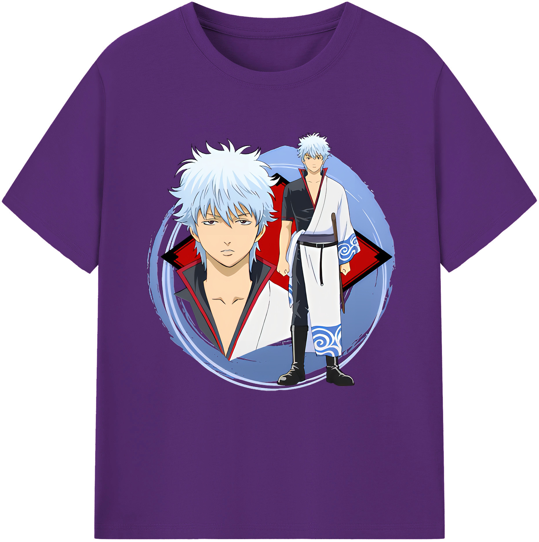 （画像用） ぎんたま 坂田銀時（さかたぎんとき） 神楽 志村新八（しむら しんぱち） GINTAMA Sakata Gintoki Kagura Shimura Shinpachi 綿100％半袖Tシャツ（フロントプリント）