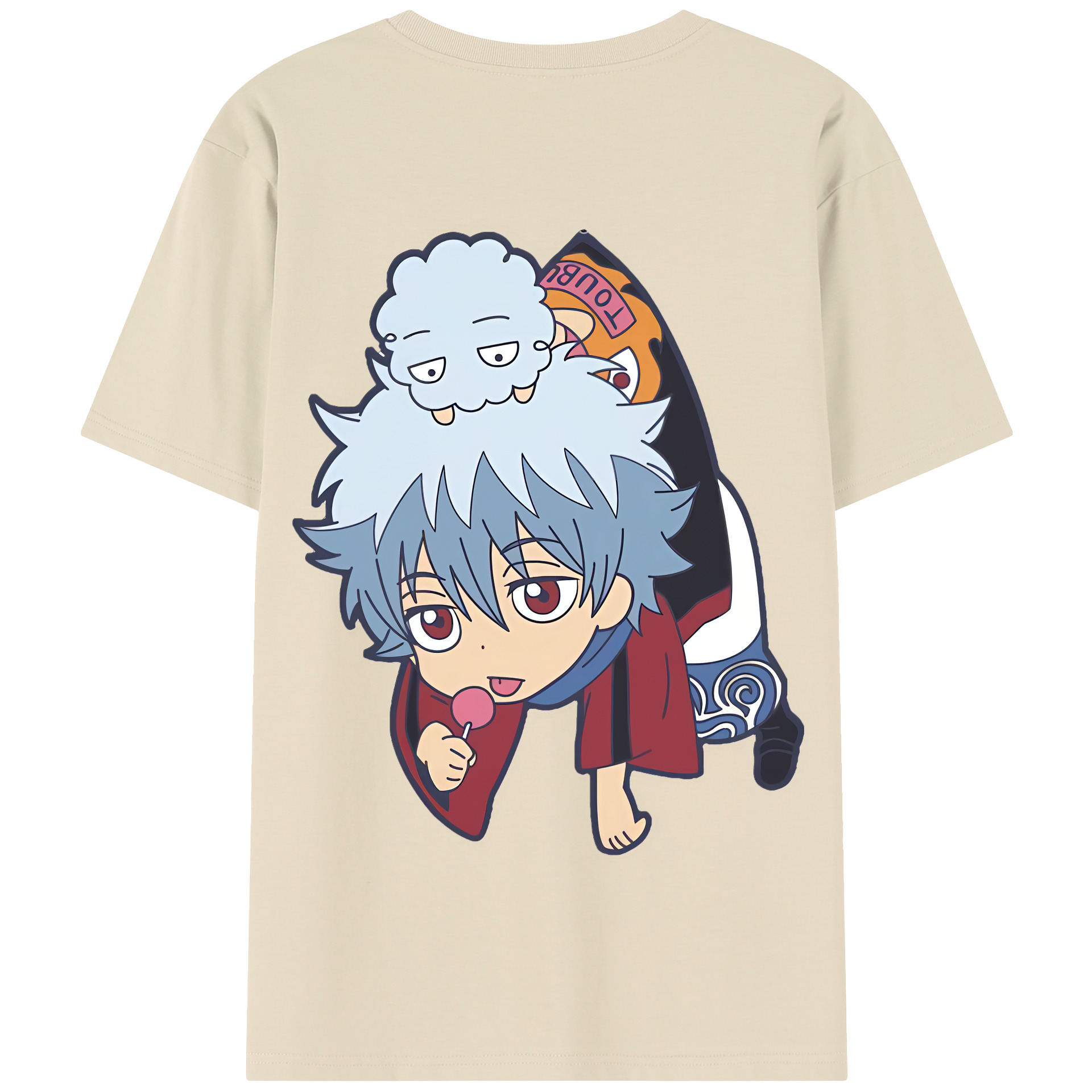 （画像用） ぎんたま 坂田銀時（さかたぎんとき） 神楽 志村新八（しむら しんぱち） GINTAMA Sakata Gintoki Kagura Shimura Shinpachi 綿100％半袖Tシャツ（背面プリント）