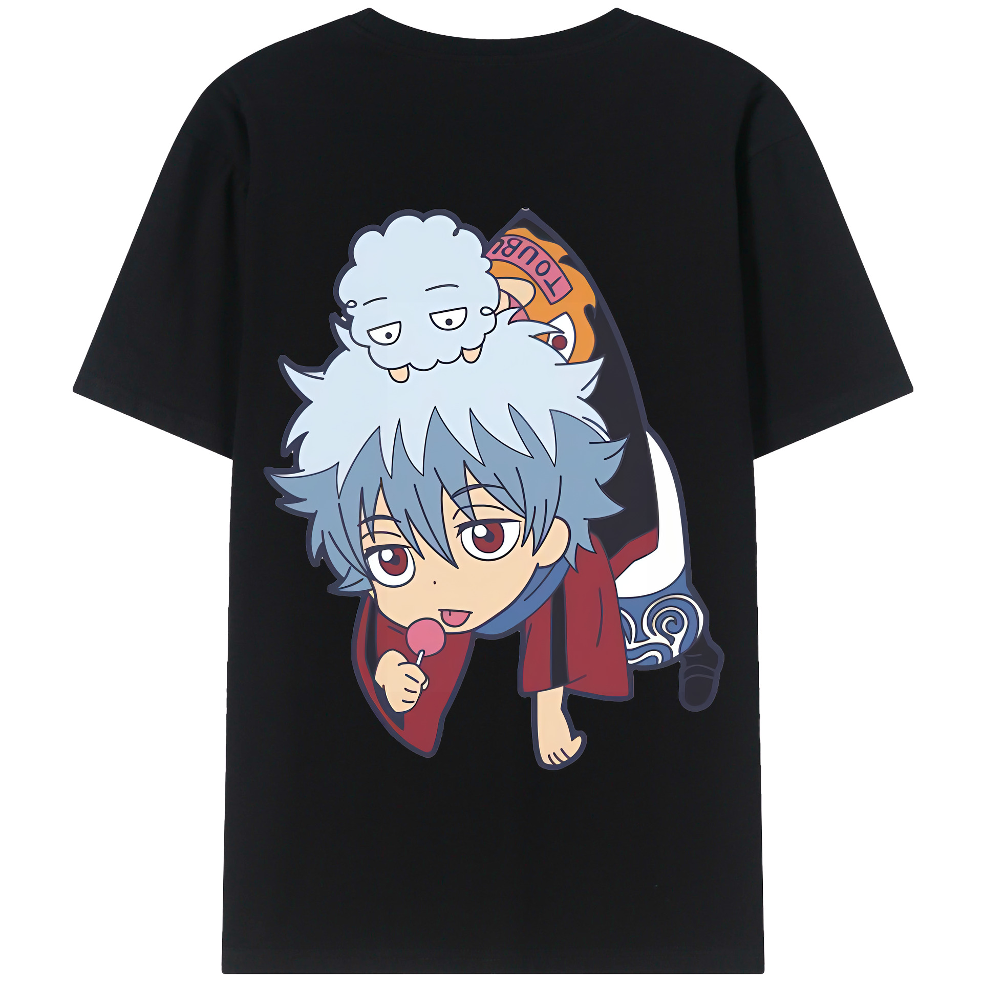 （画像用） ぎんたま 坂田銀時（さかたぎんとき） 神楽 志村新八（しむら しんぱち） GINTAMA Sakata Gintoki Kagura Shimura Shinpachi 綿100％半袖Tシャツ（背面プリント）