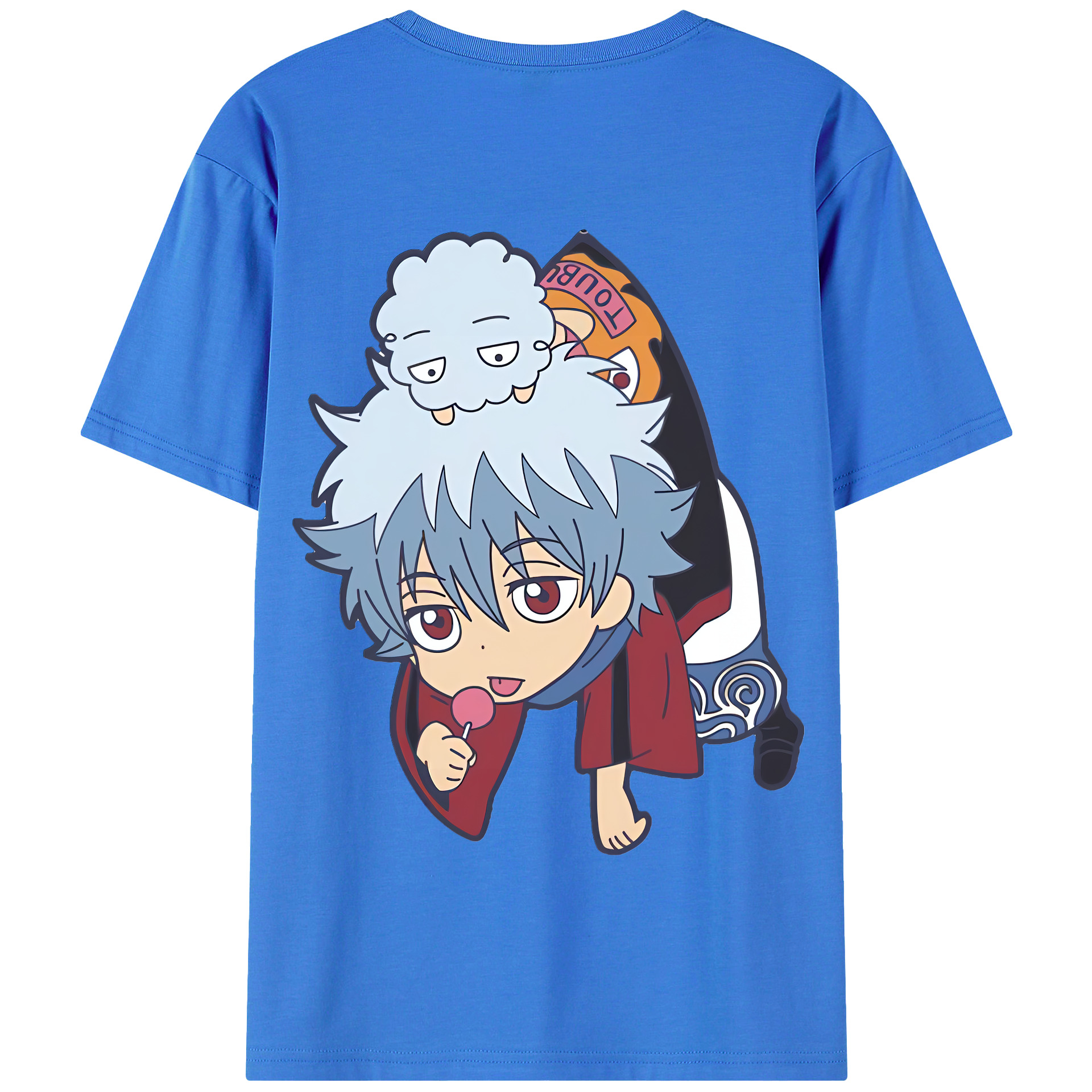 （画像用） ぎんたま 坂田銀時（さかたぎんとき） 神楽 志村新八（しむら しんぱち） GINTAMA Sakata Gintoki Kagura Shimura Shinpachi 綿100％半袖Tシャツ（背面プリント）