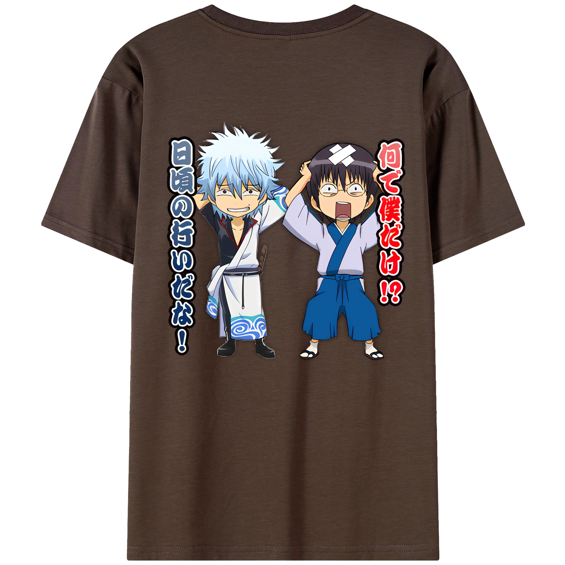 （画像用） ぎんたま 坂田銀時（さかたぎんとき） 神楽 志村新八（しむら しんぱち） GINTAMA Sakata Gintoki Kagura Shimura Shinpachi 綿100％半袖Tシャツ（背面プリント）