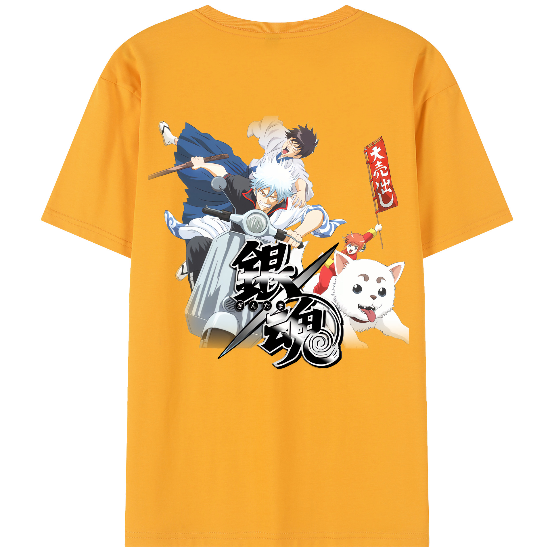 （画像用） ぎんたま 坂田銀時（さかたぎんとき） 神楽 志村新八（しむら しんぱち） GINTAMA Sakata Gintoki Kagura Shimura Shinpachi 綿100％半袖Tシャツ（背面プリント）
