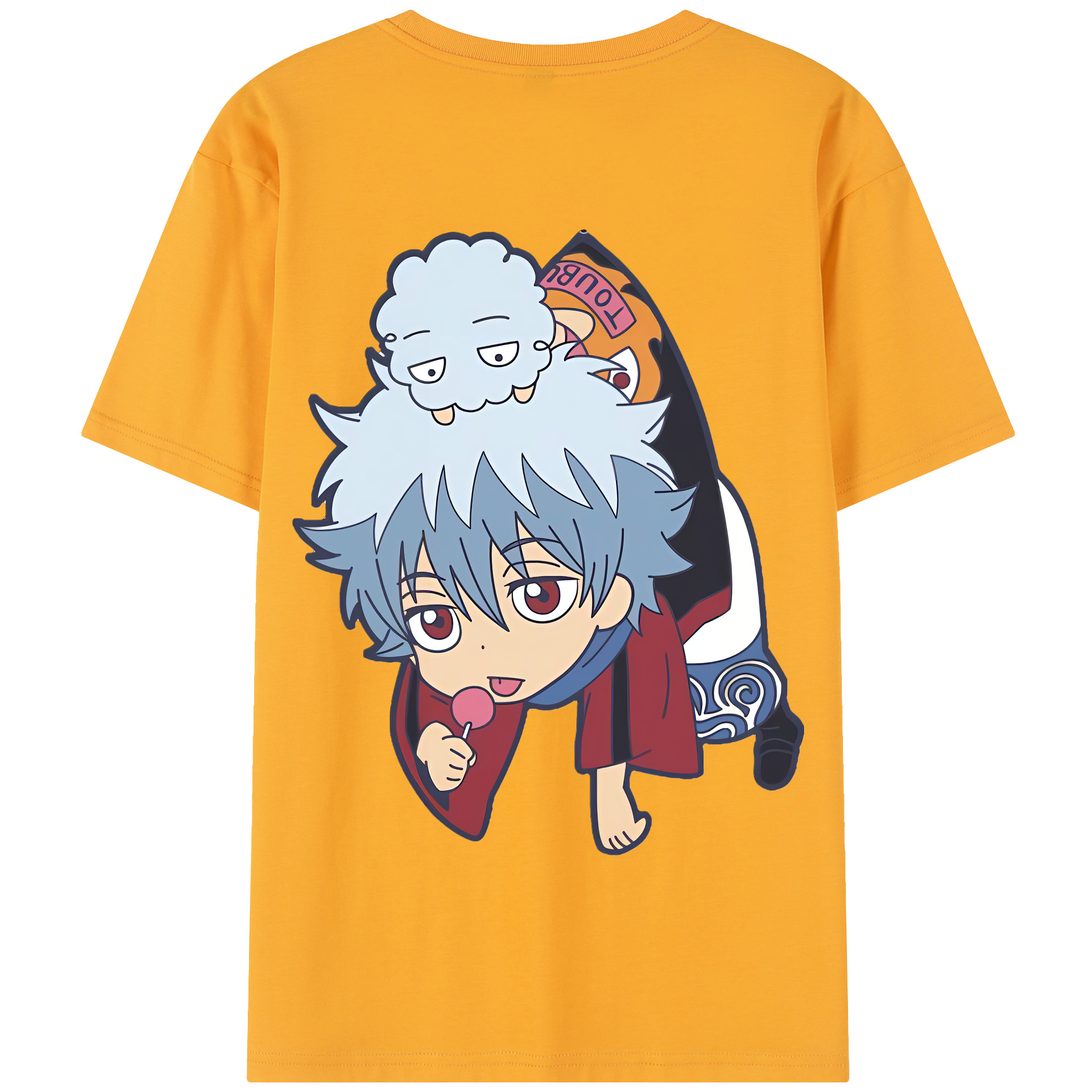 （画像用） ぎんたま 坂田銀時（さかたぎんとき） 神楽 志村新八（しむら しんぱち） GINTAMA Sakata Gintoki Kagura Shimura Shinpachi 綿100％半袖Tシャツ（背面プリント）