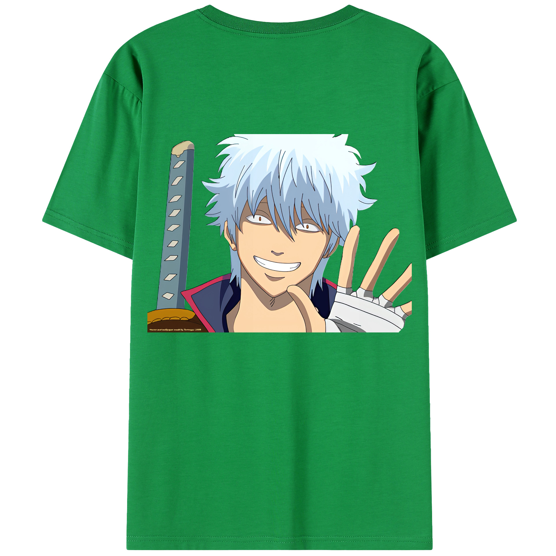 （画像用） ぎんたま 坂田銀時（さかたぎんとき） 神楽 志村新八（しむら しんぱち） GINTAMA Sakata Gintoki Kagura Shimura Shinpachi 綿100％半袖Tシャツ（背面プリント）