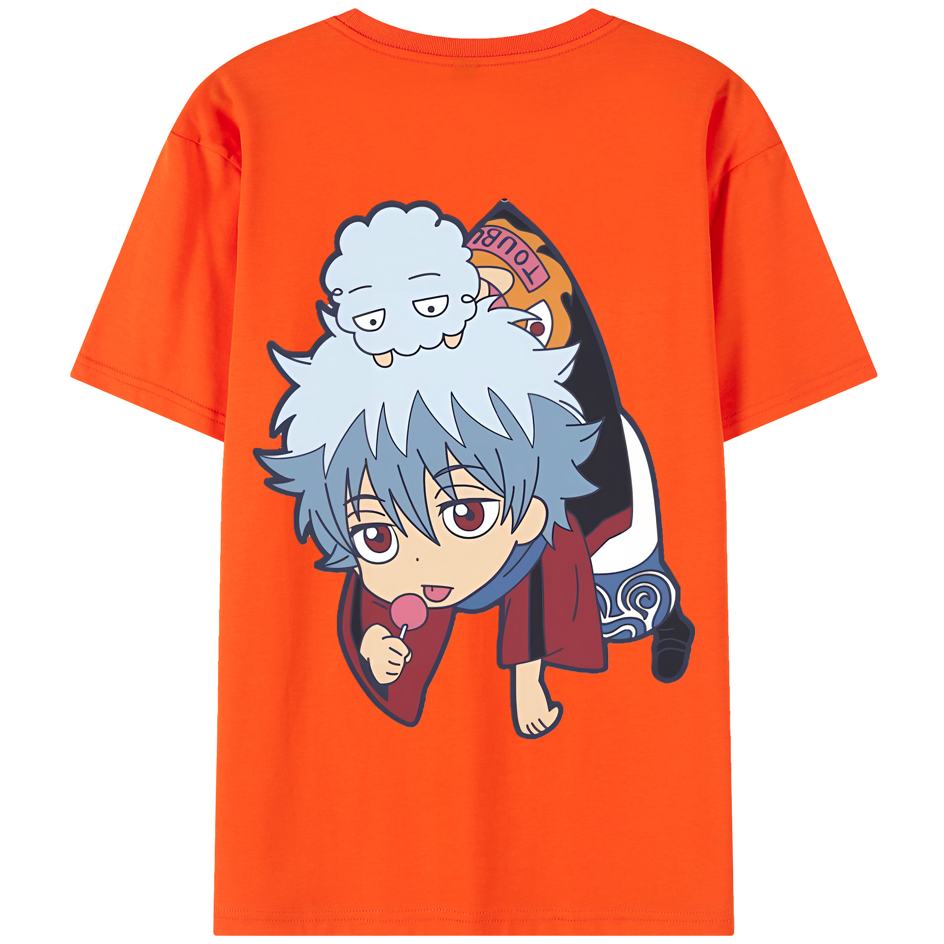 （画像用） ぎんたま 坂田銀時（さかたぎんとき） 神楽 志村新八（しむら しんぱち） GINTAMA Sakata Gintoki Kagura Shimura Shinpachi 綿100％半袖Tシャツ（背面プリント）